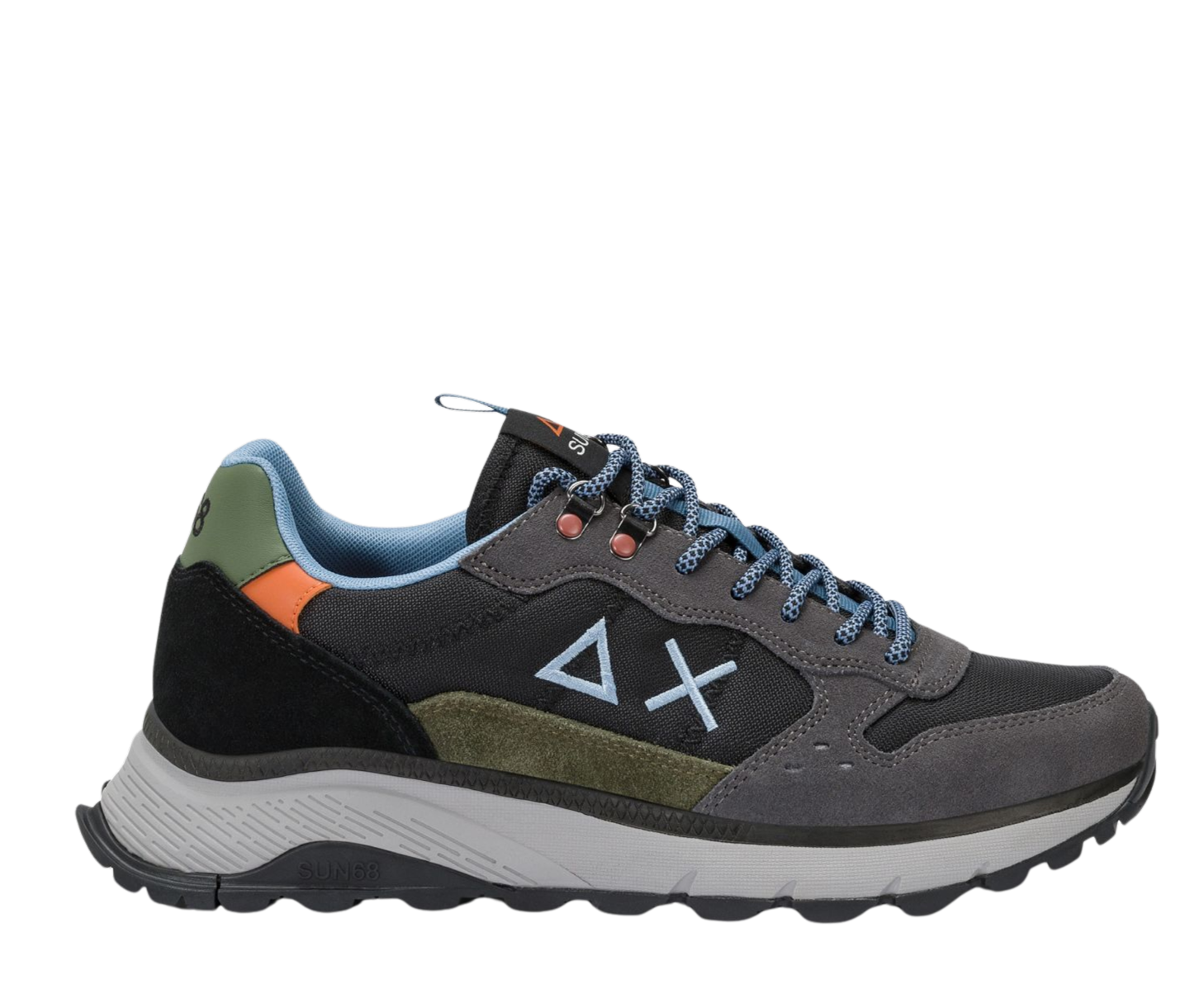 SUN68 Sneakers uomo in suede e tela nero