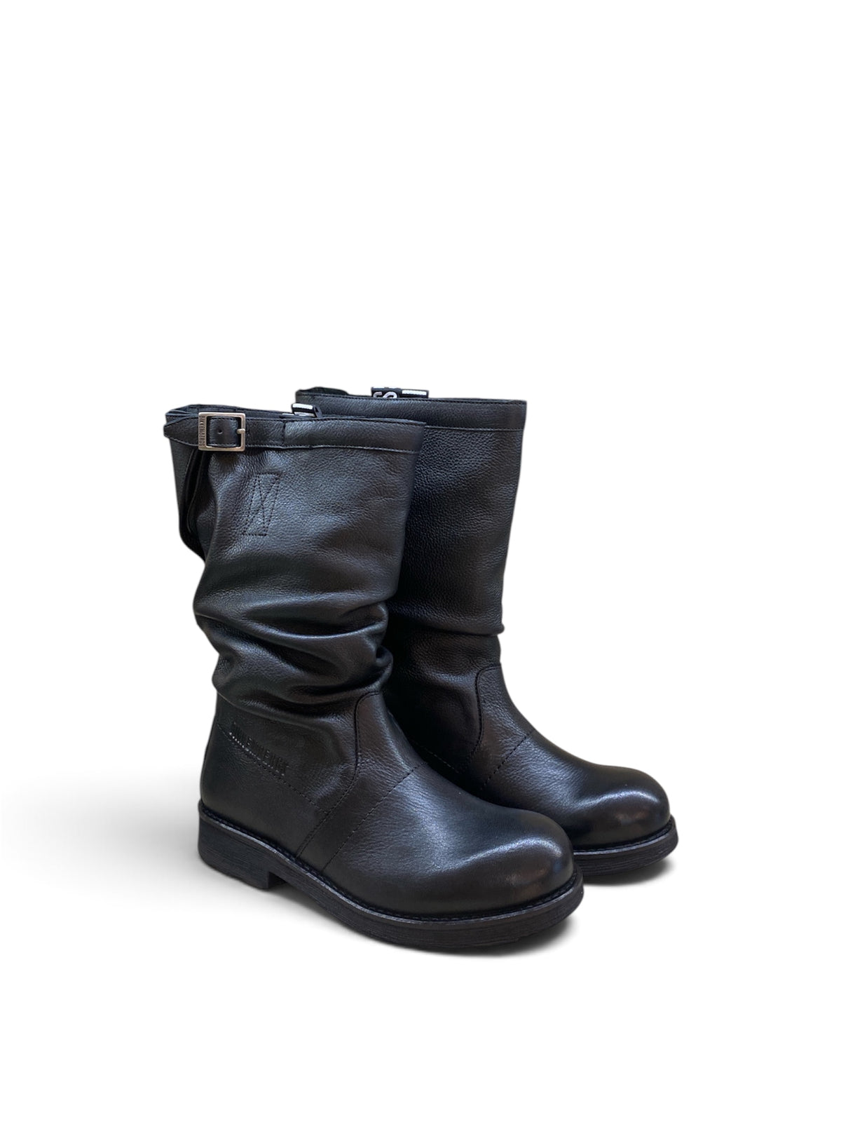BIKKEMBERGS STIVALI BIKER GAMBALE MEDIO NERO