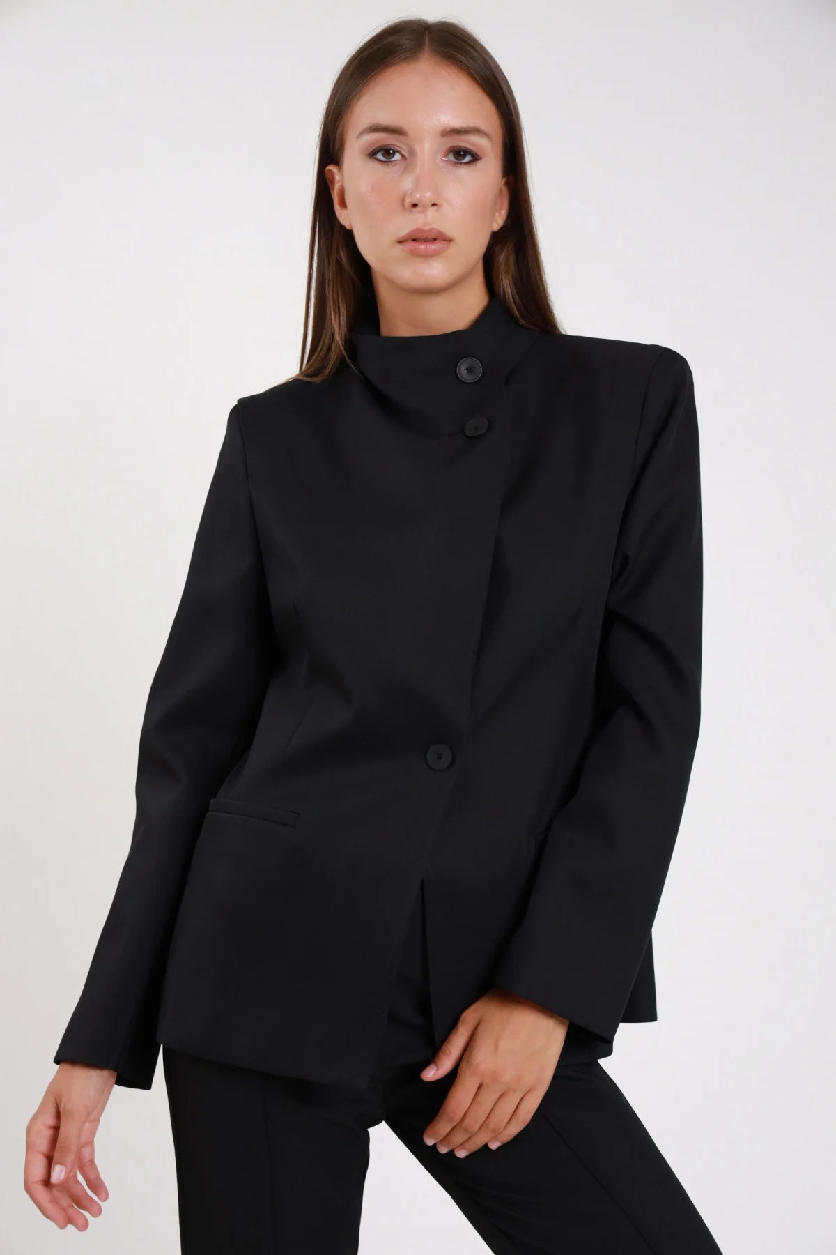 SUSY MIX BLAZER CHIUSURA ASIMMETRICA NERO