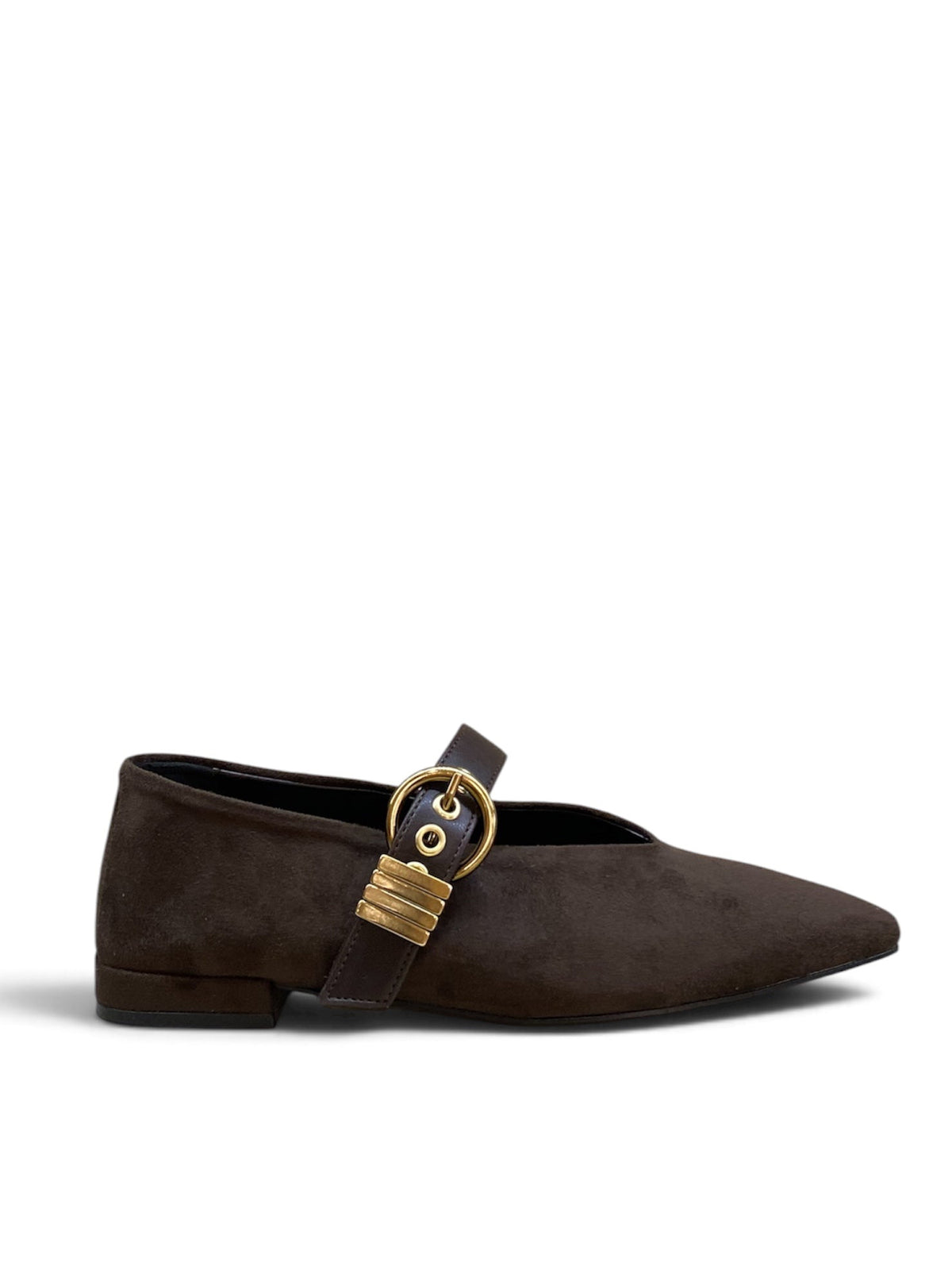 BOTTEGA LOTTI BALLERINA CON FIBBIA IN SUEDE MORO