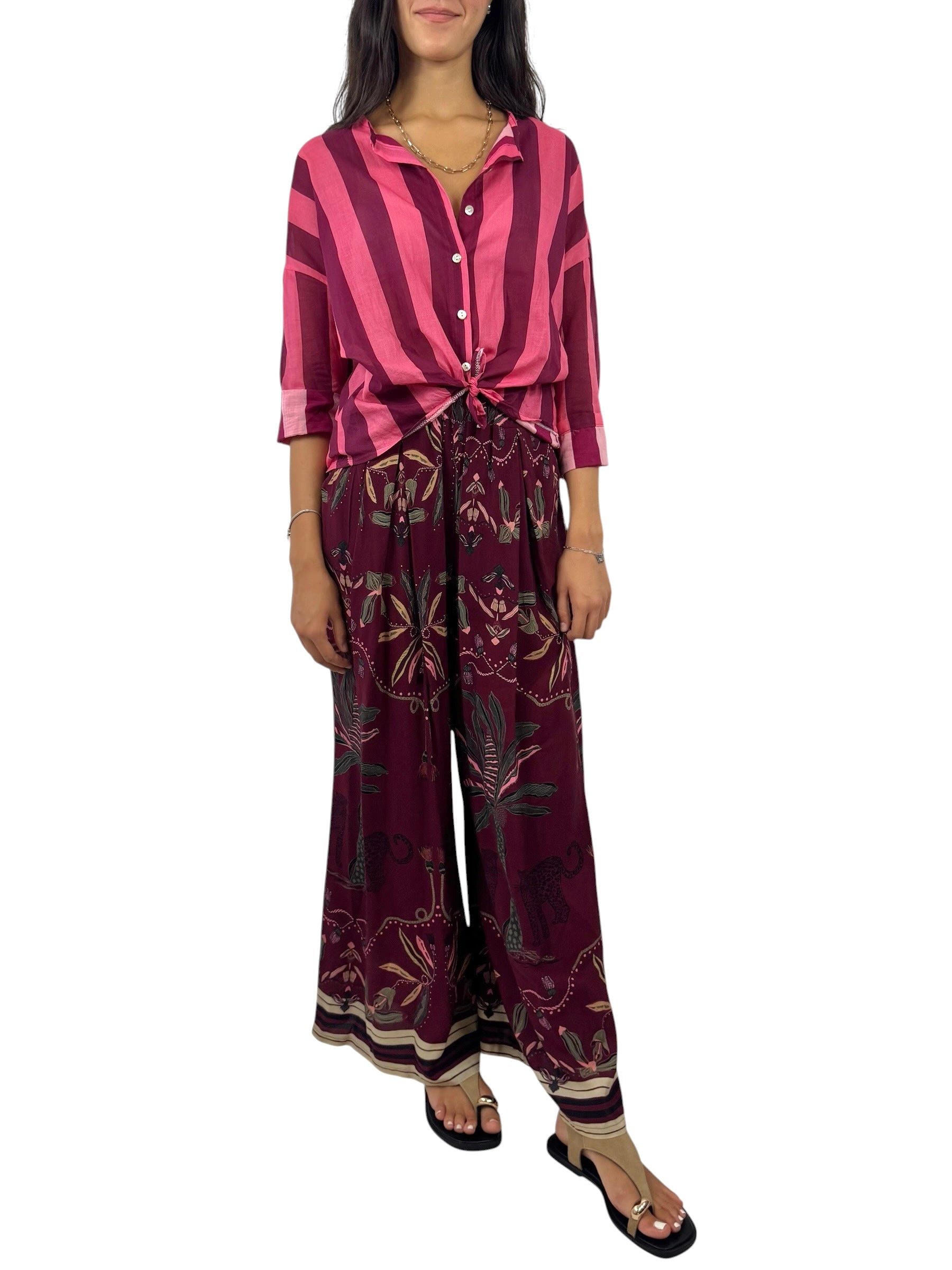KIKISIX PANTALONE FANTASIA VINO