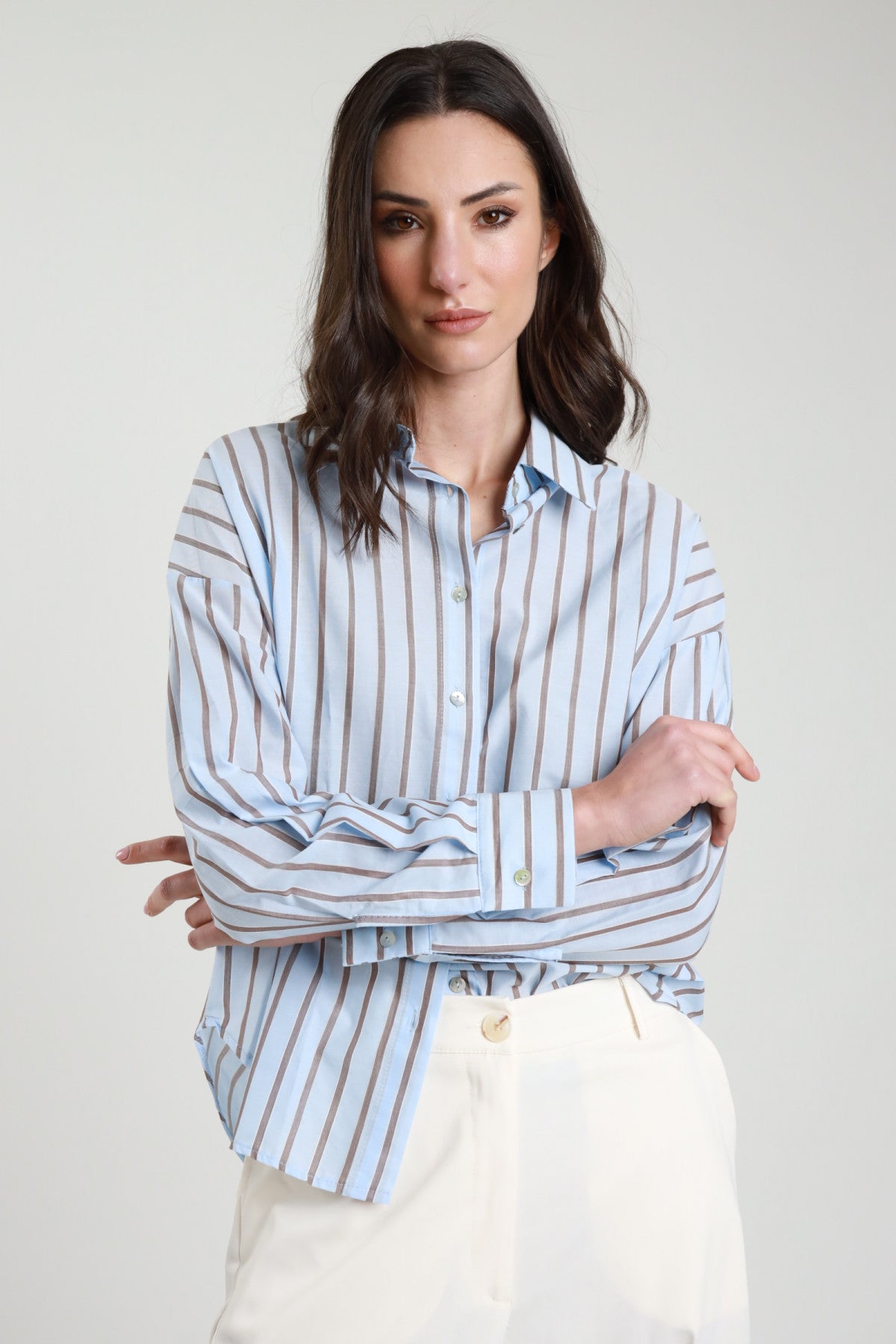 SUSY MIX CAMICIA GESSATA CELESTE