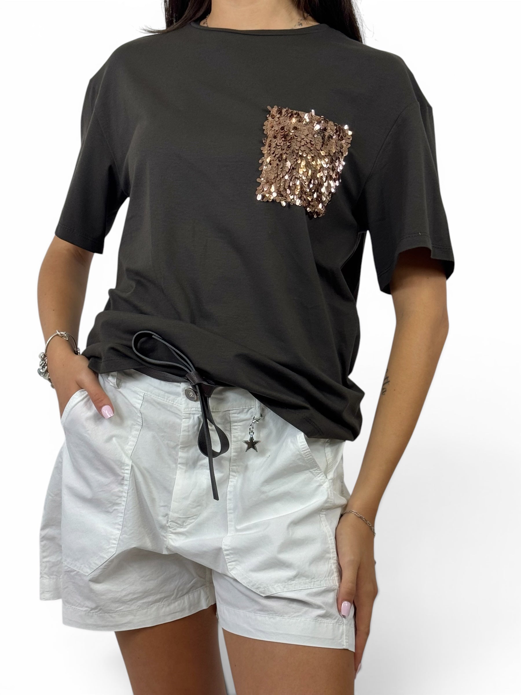 SUSY MIX T-SHIRT MORO PAILLETTES