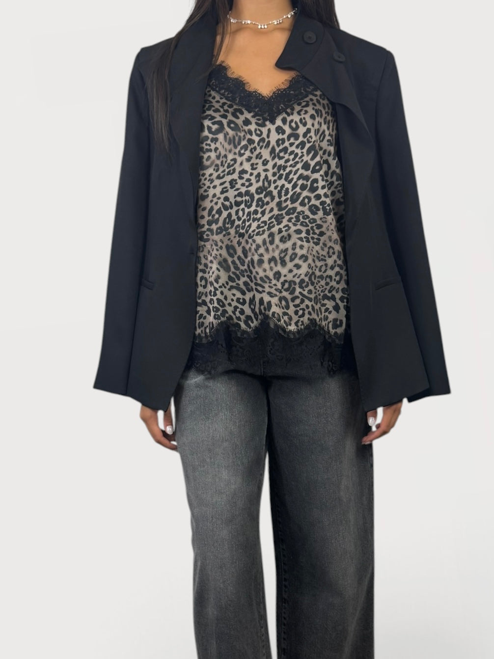 SUSY MIX TOP ANIMALIER CON INSERTI IN PIZZO