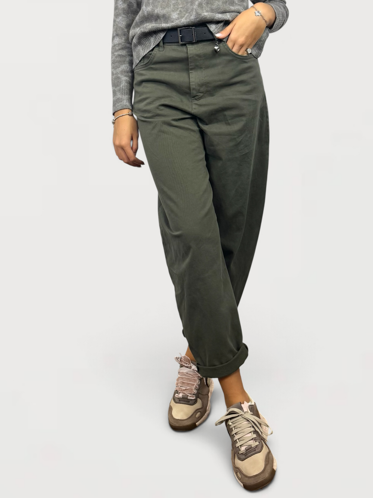SUSY MIX PANTALONE CUORICINO CON CINTURA MILITARE