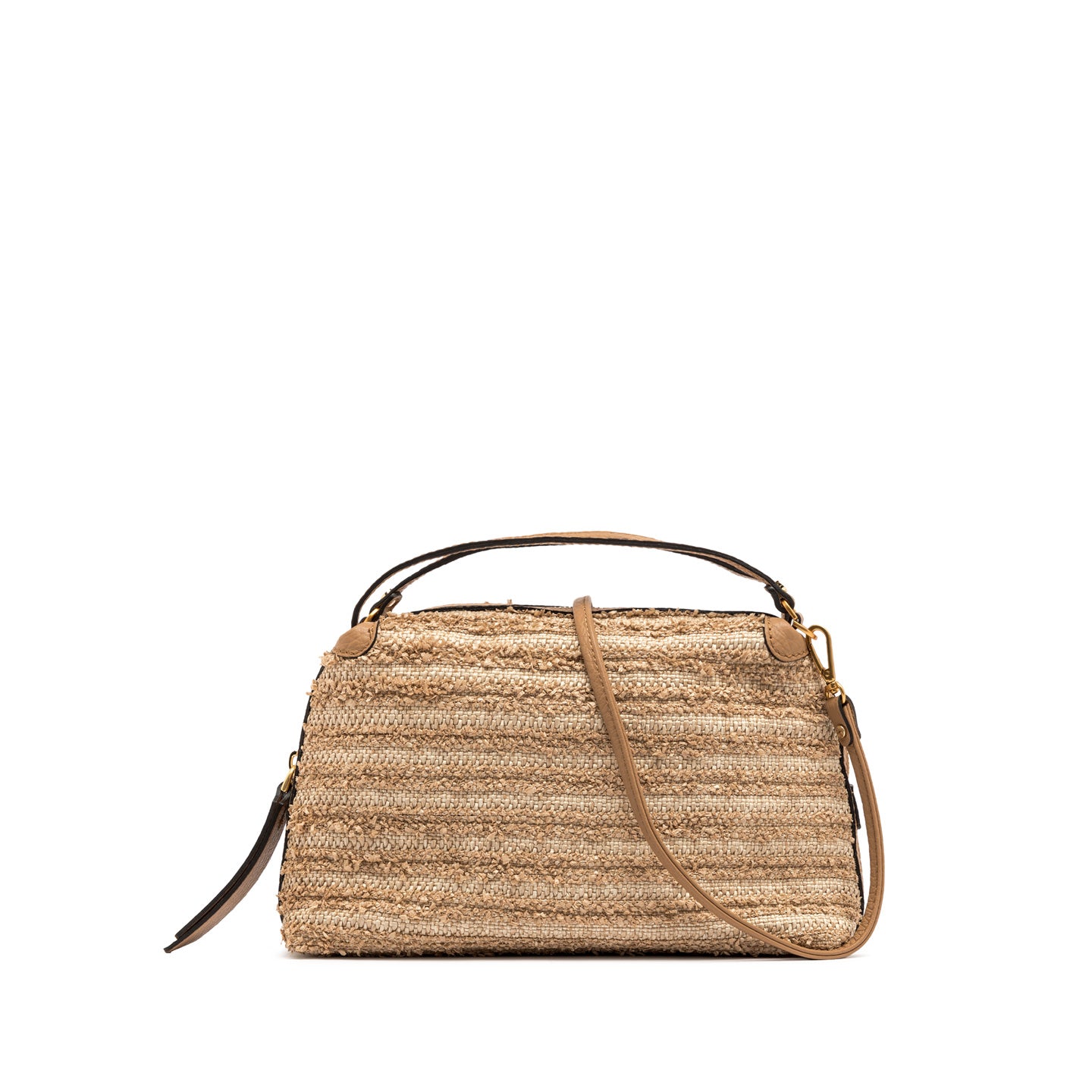 Gianni Chiarini borsa a mano in paglia con tracolla e inserti di pelle