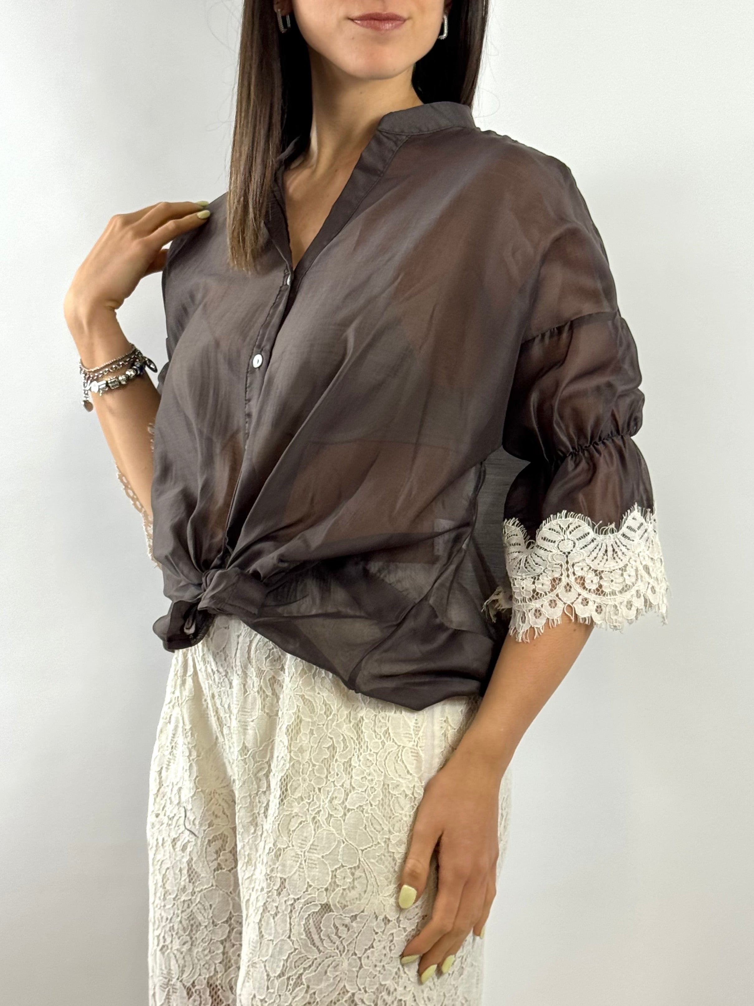 SUSY MIX CAMICIA MANICA PIZZO MORO