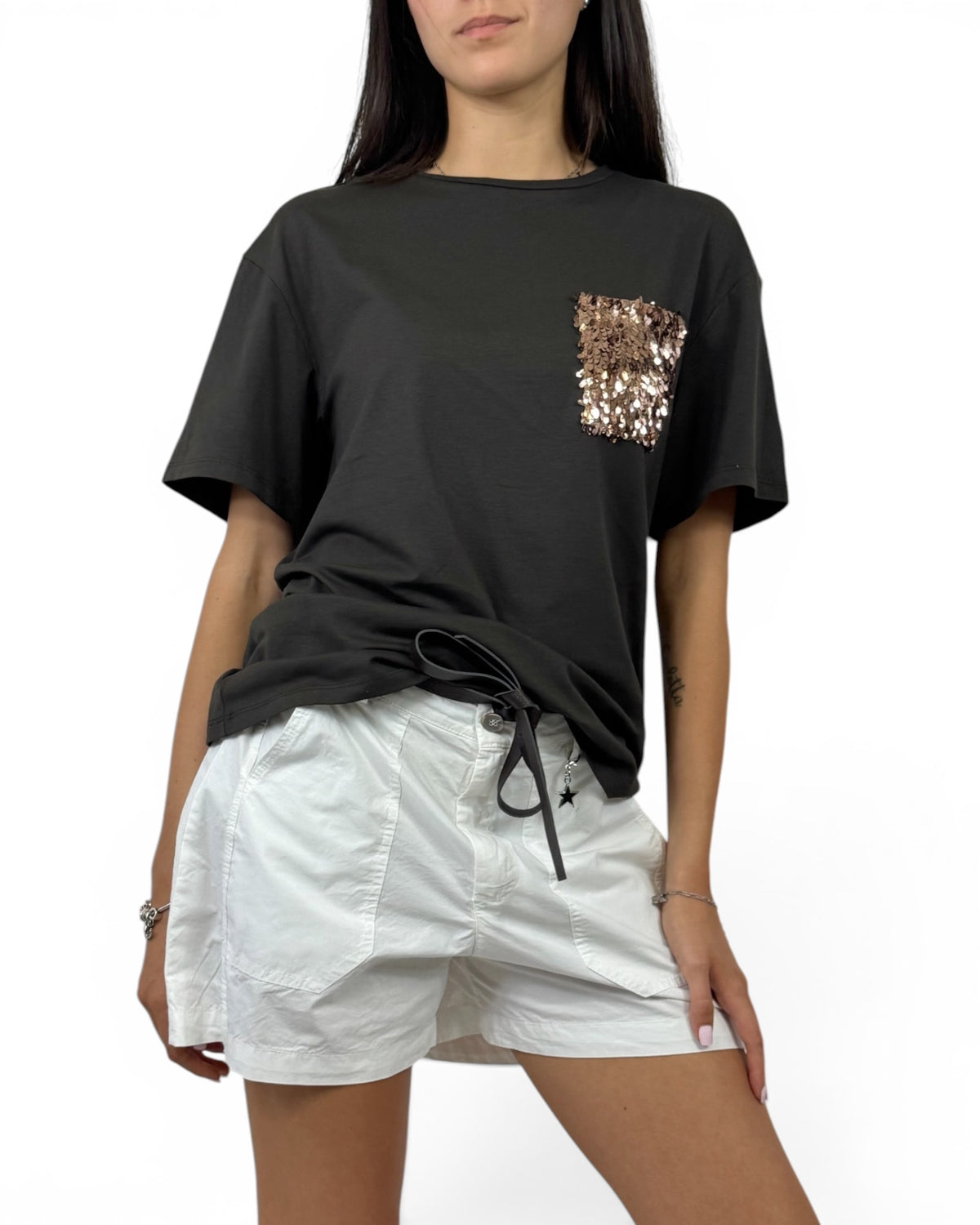 SUSY MIX T-SHIRT MORO PAILLETTES