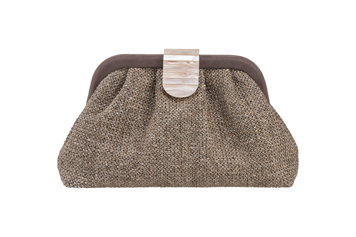 ANNA CECERE POCHETTE RAFIA CAFFÈ