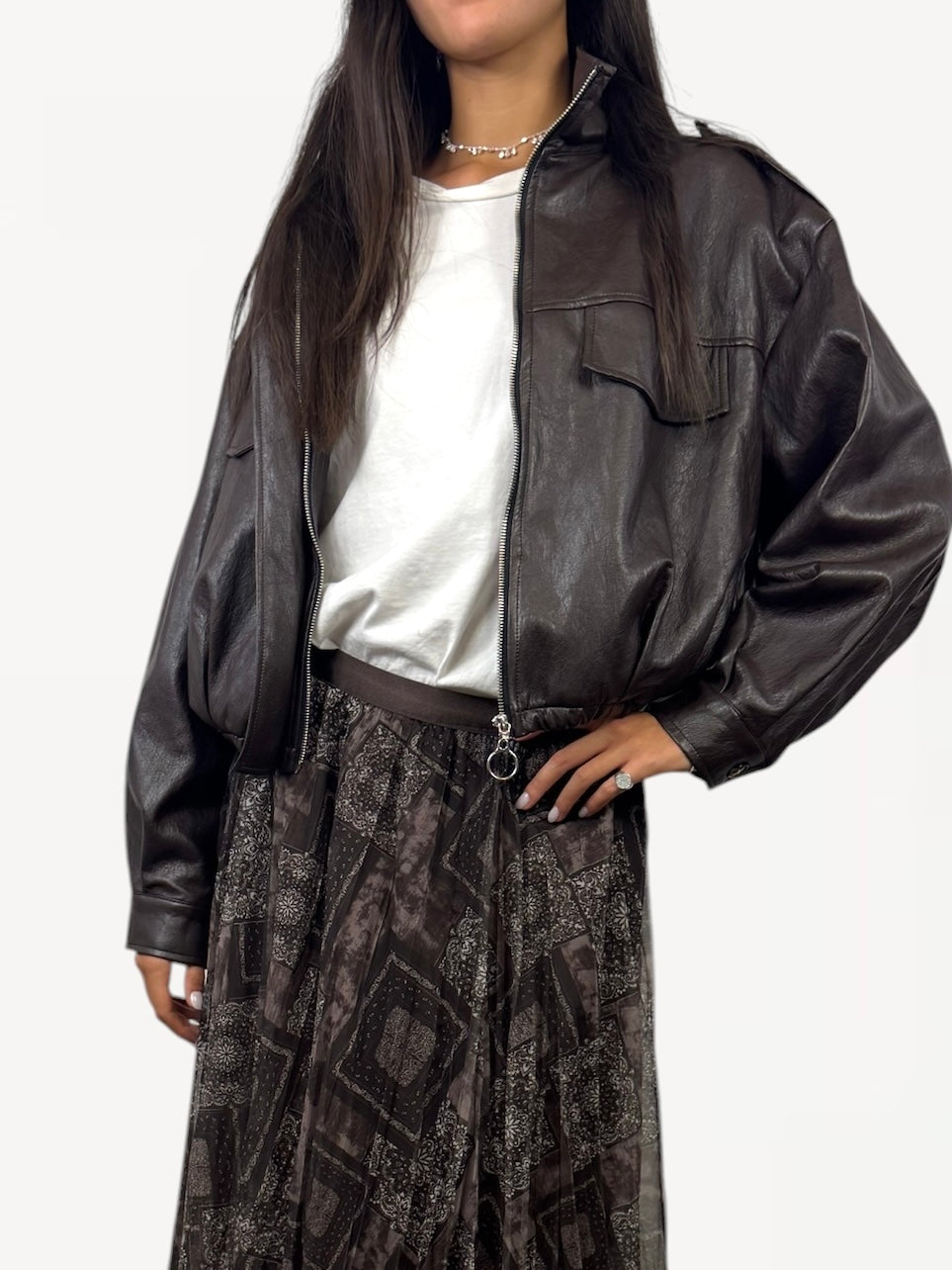 CECILE GIACCA MODELLO BOMBER MORO