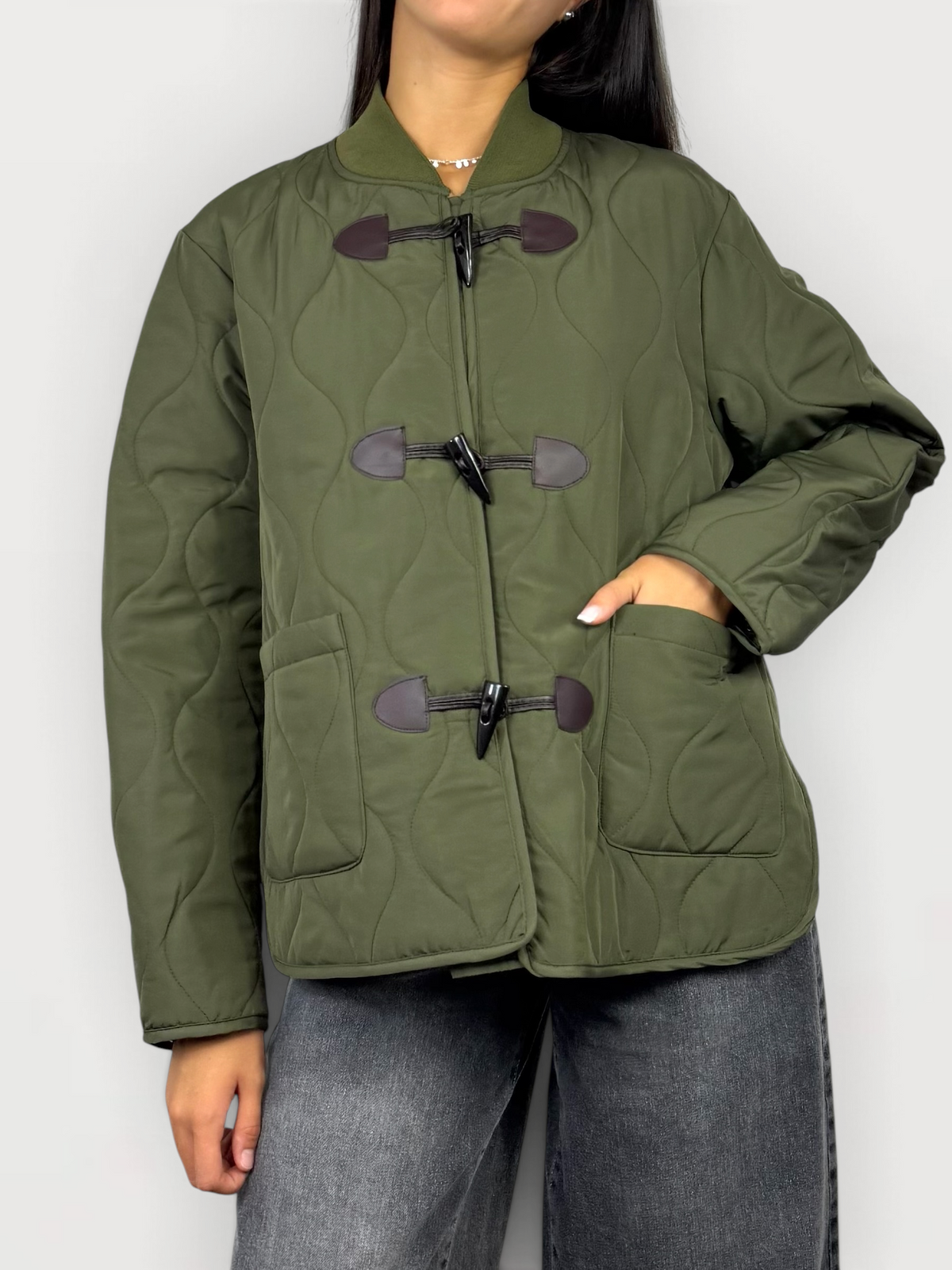 SUSY MIX BOMBER TRAPUNTATO ALAMARI MILITARE
