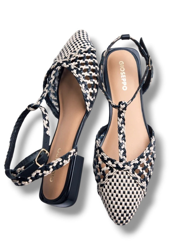 GIOSEPPO BALLERINA PELLE INTRECCIATA NERA