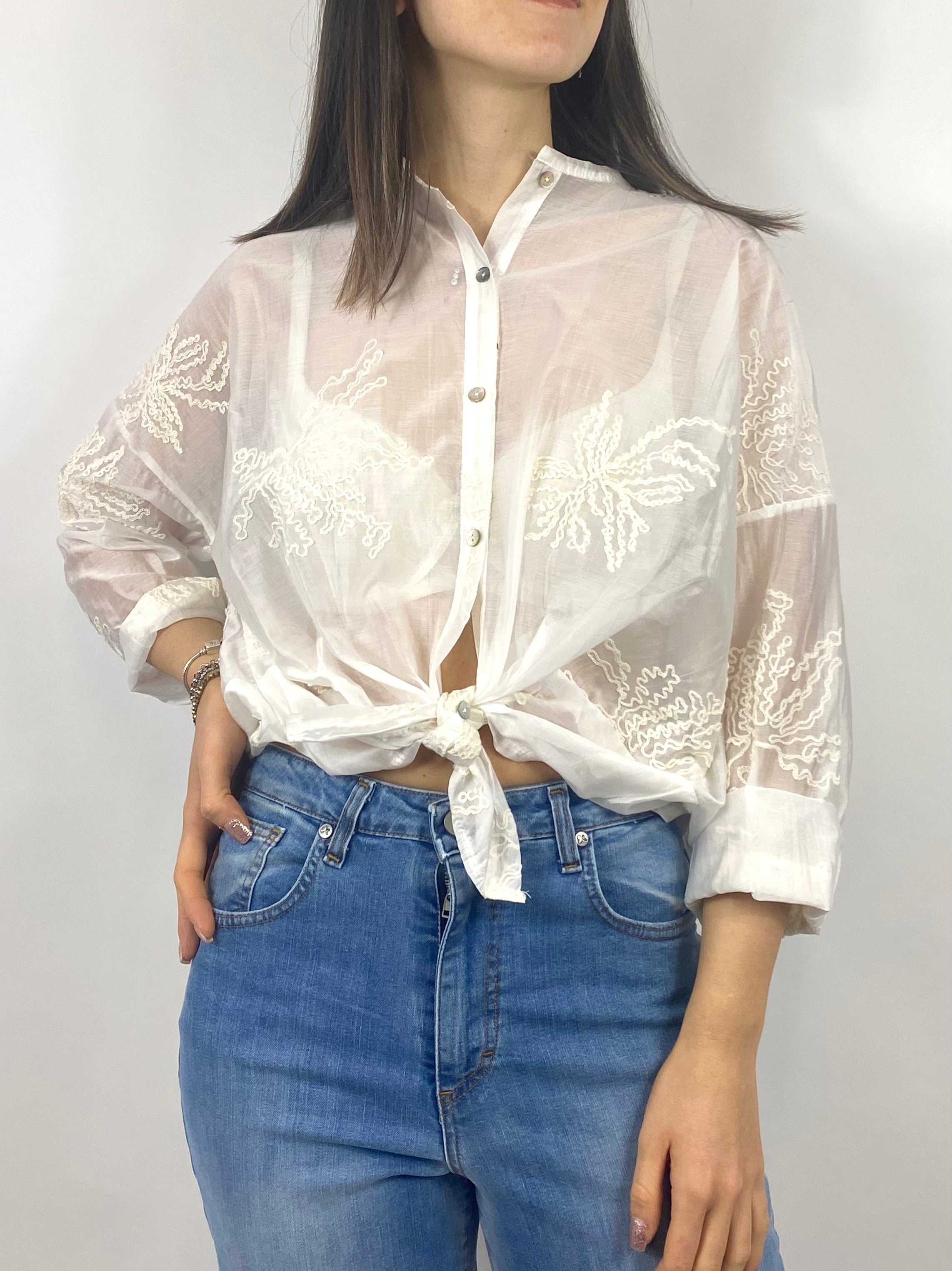 SUSY MIX CAMICIA CON RICAMI LATTE