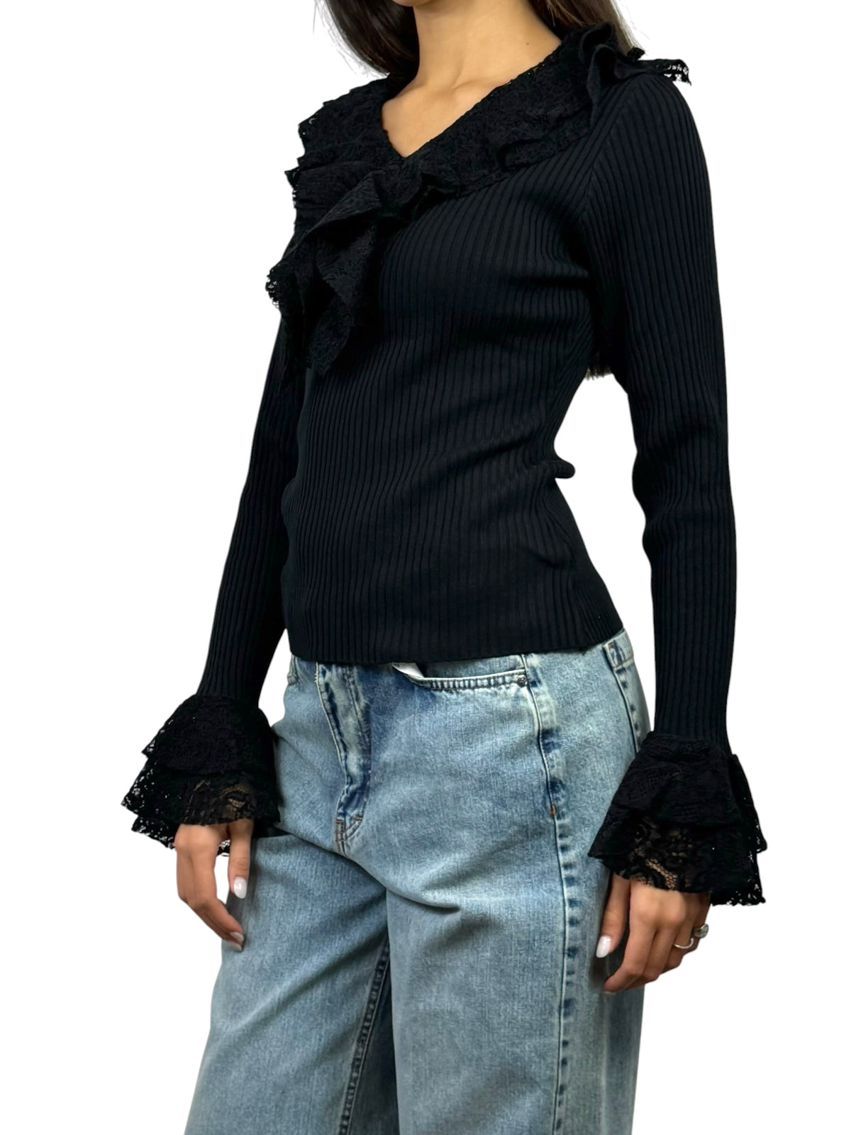 SUSY MIX MAGLIA COSTINE PIZZO NERO