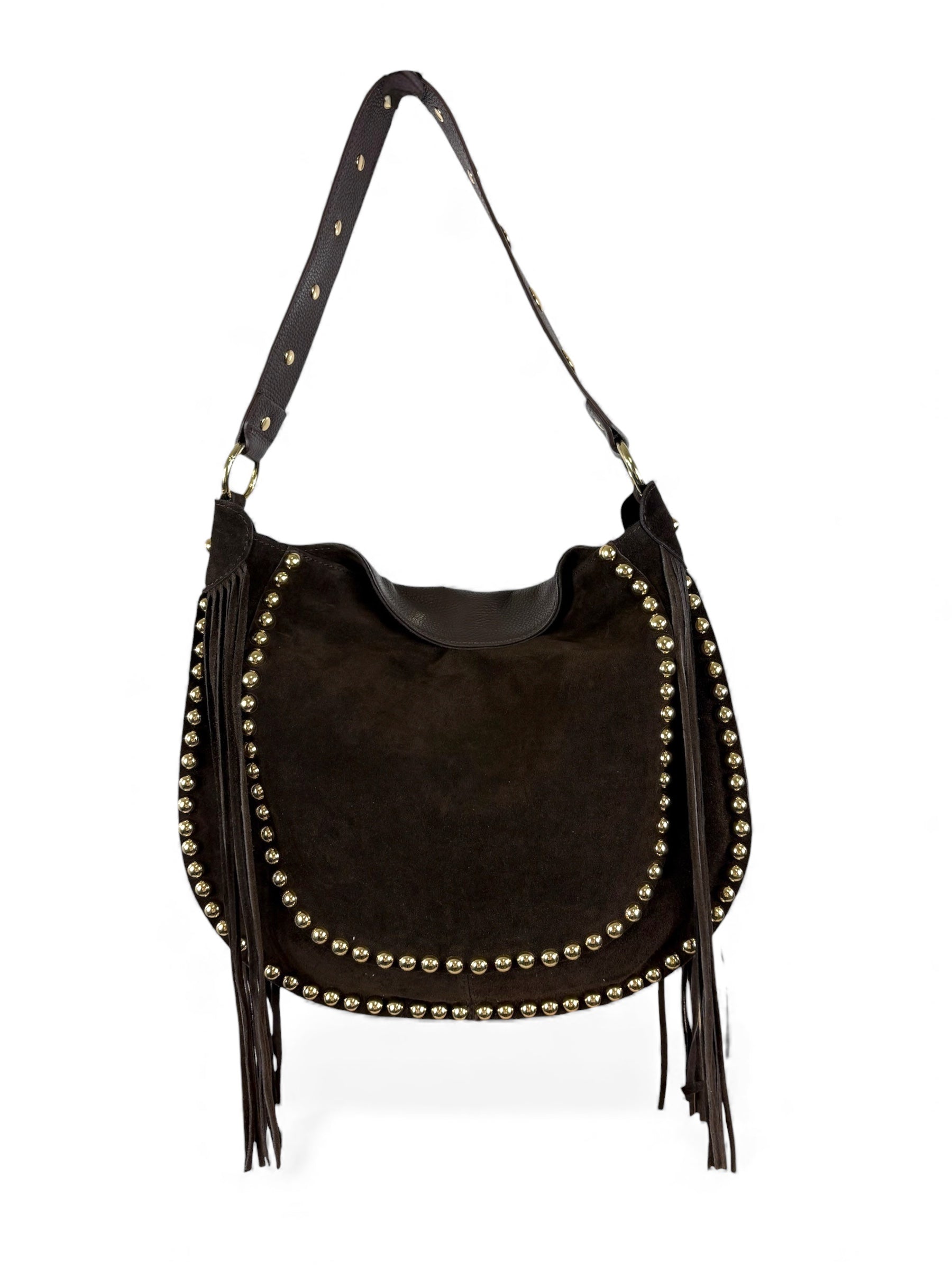 CECILE BORSA CON FRANGE E BORCHIE MORO