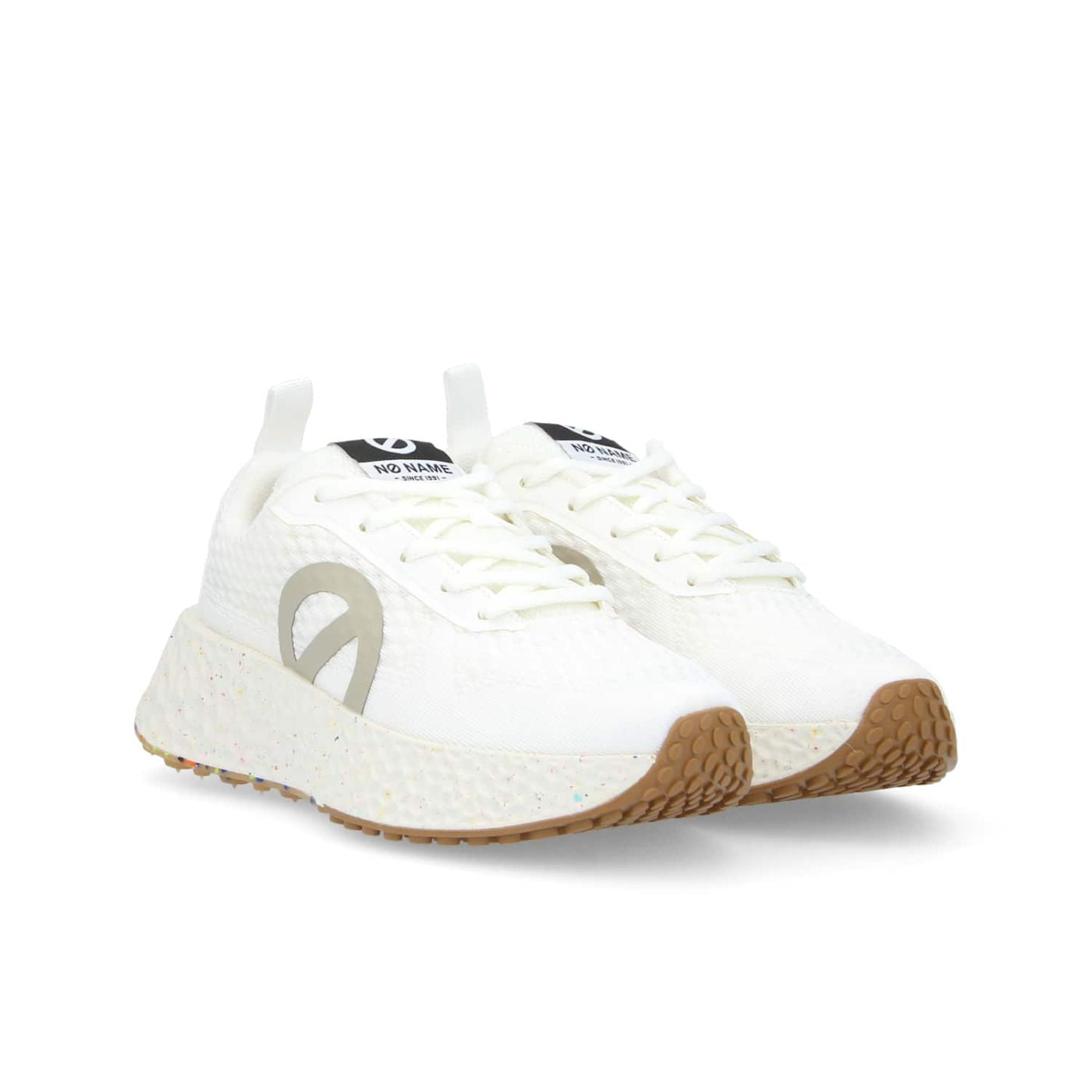 NO NAME Sneaker donna in tessuto tecnico bianco con logo stampato grigio