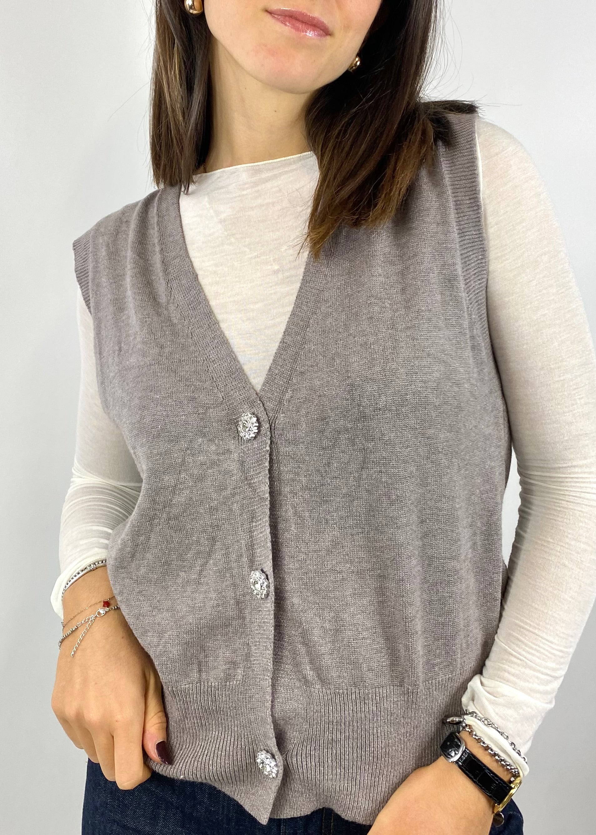 CECILE GILET CON BOTTONI GIOIELLO CACHÀ