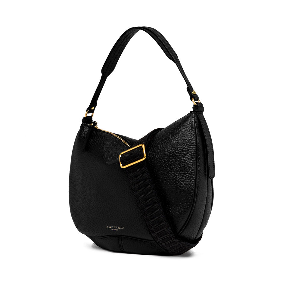 Gianni Chiarini Borsa a spalla realizzata in pelle grana maxi nero