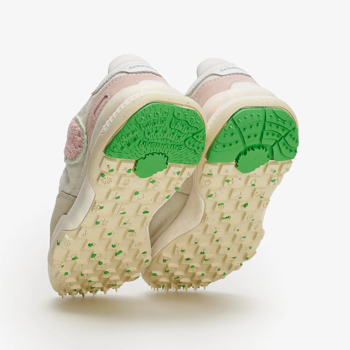 Satorisan sneakers donna in lino crema e dettagli in suede rosa
