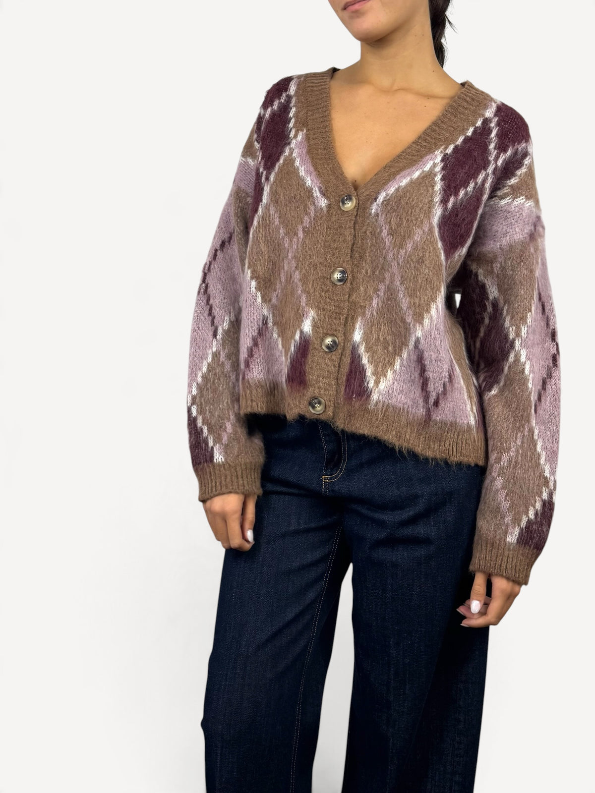 SUSY MIX CARDIGAN FANTASIA ROMBI FANGO