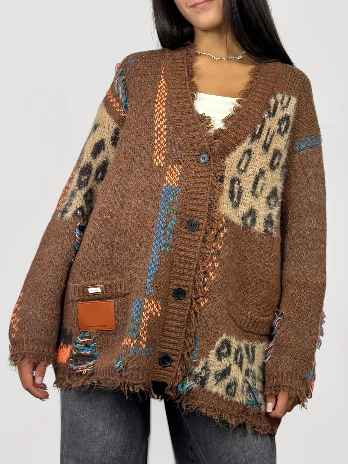 CECILE CARDIGAN CON TASCHE ANIMALIER