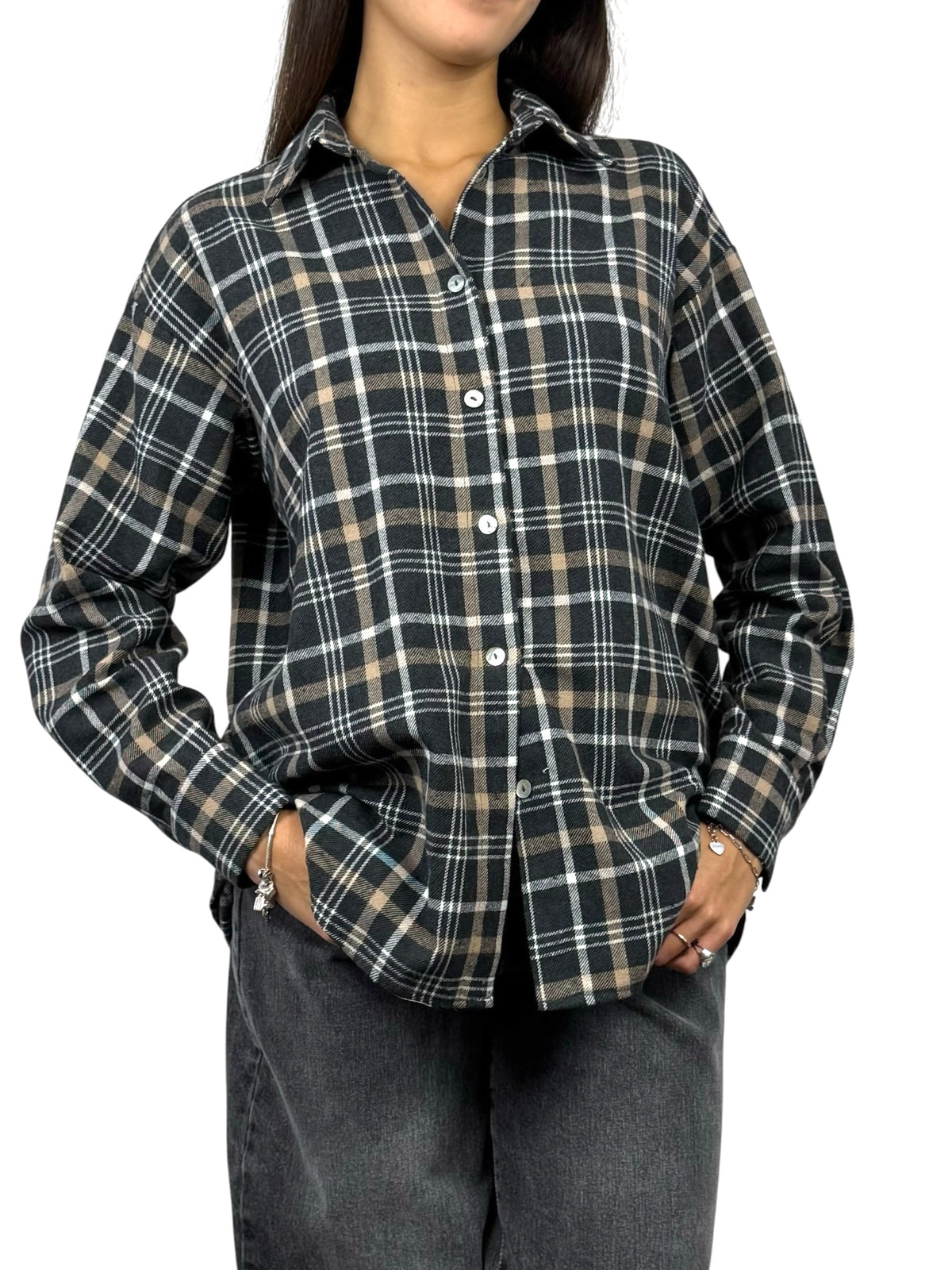 SUSY MIX CAMICIA IN CHECK GRIGIA