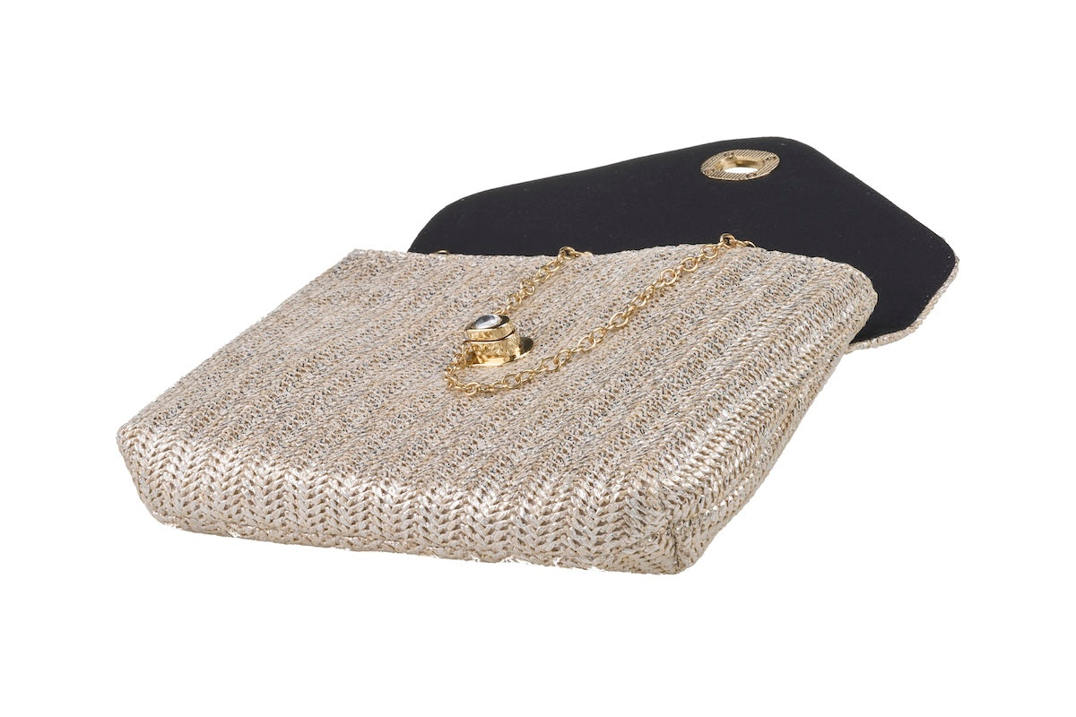 ANNA CECERE POCHETTE RAFIA ARGENTO
