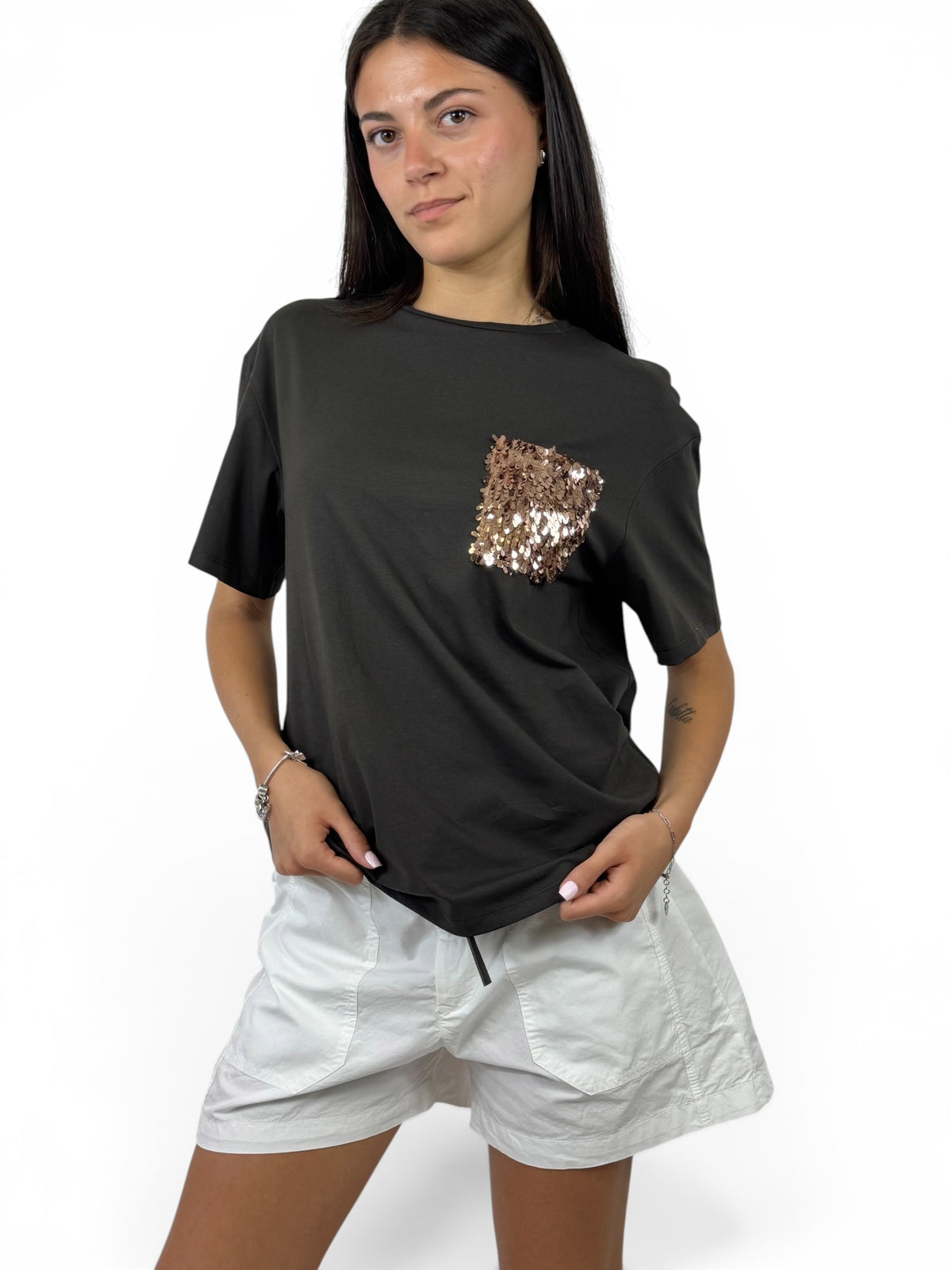 SUSY MIX T-SHIRT MORO PAILLETTES