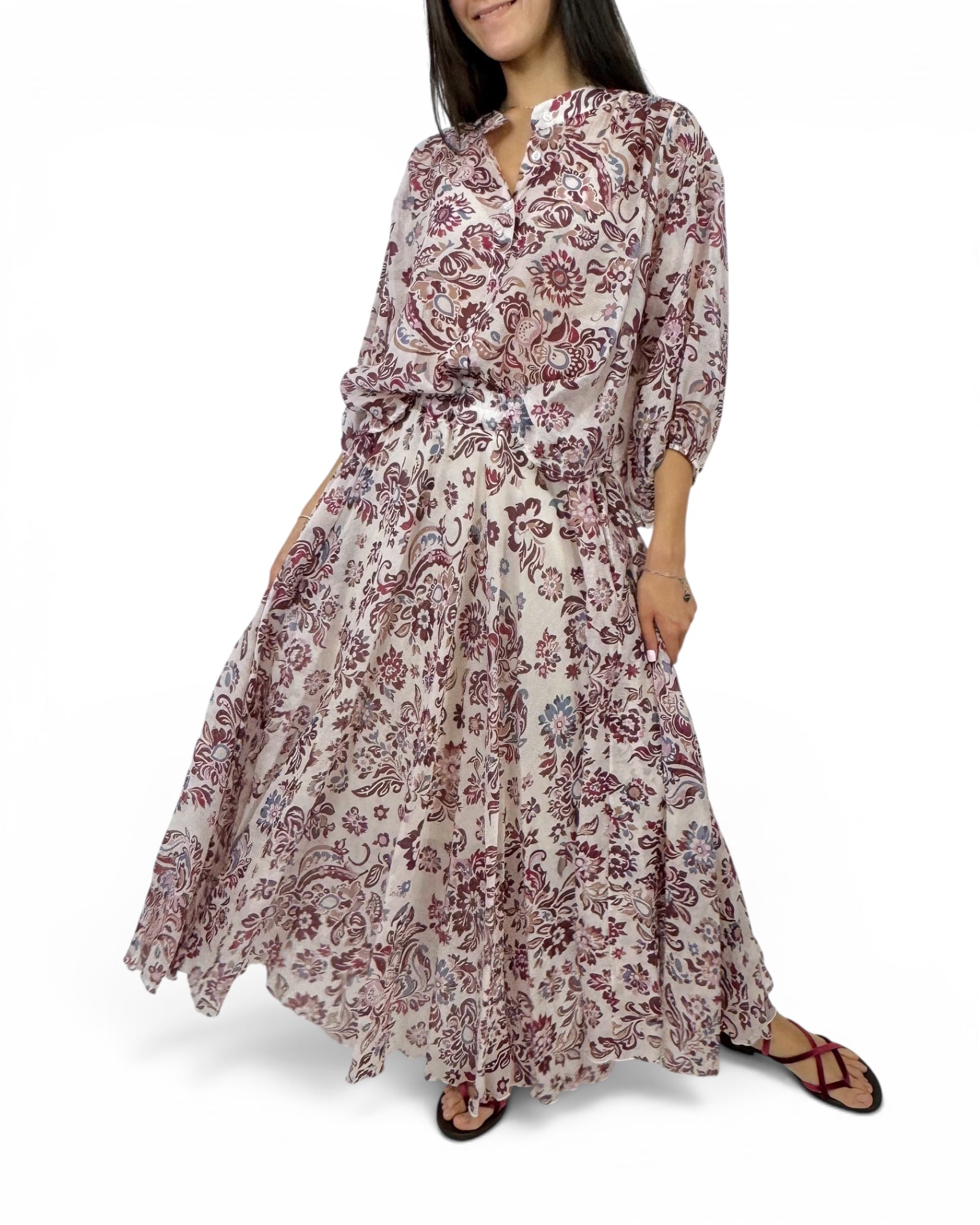 SUSY MIX CAMICIA OVER FANTASIA VINO