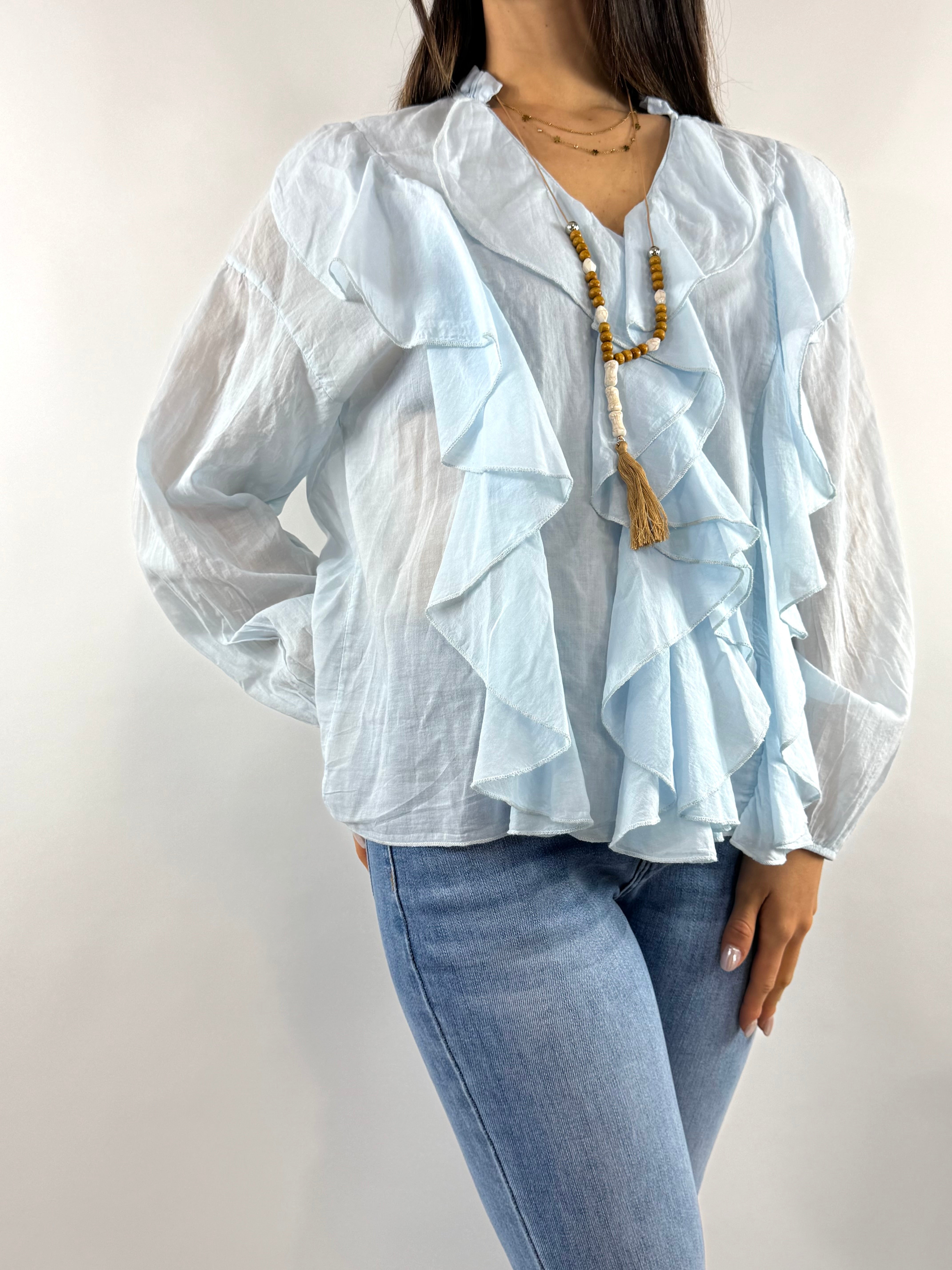SUSY MIX CAMICIA CON COLLANA CELESTE