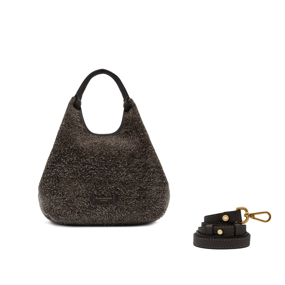 Gianni Chiarini Borsa a mano realizzata in pelle scamosciata marrone scuro