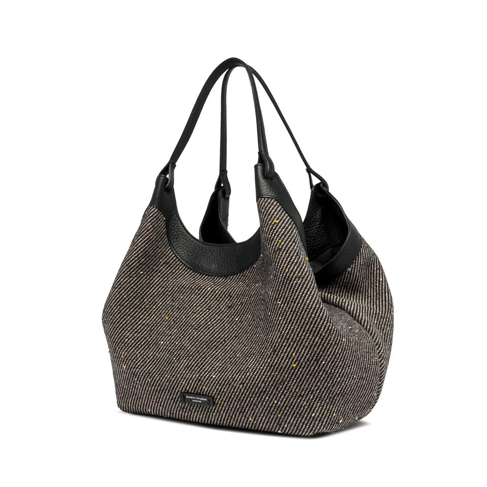 Gianni Chiarini Borsa a mano o a spalla in tessuto lana intrecciato nero