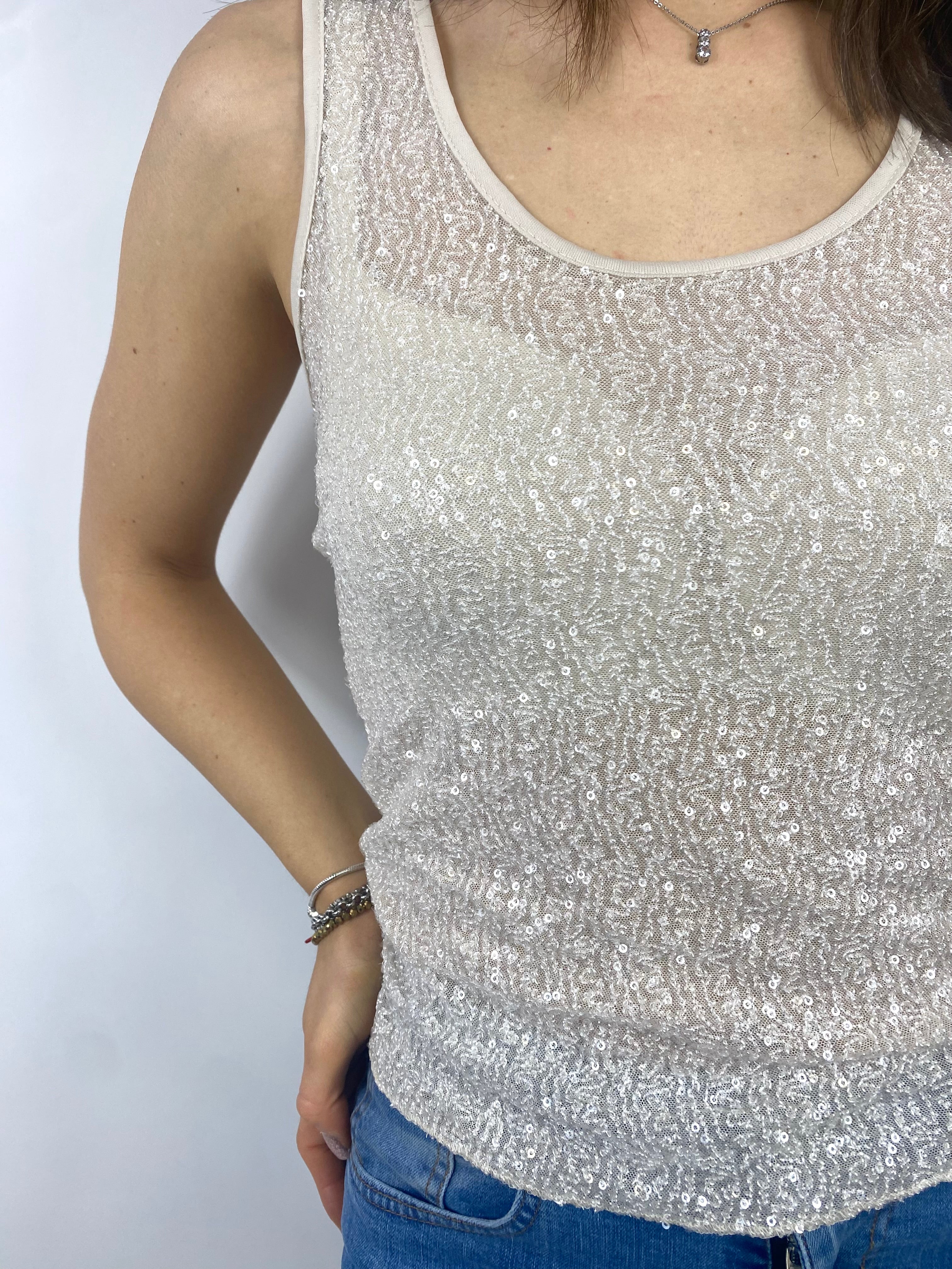SUSY MIX TOP CON PAILLETTES CREMA