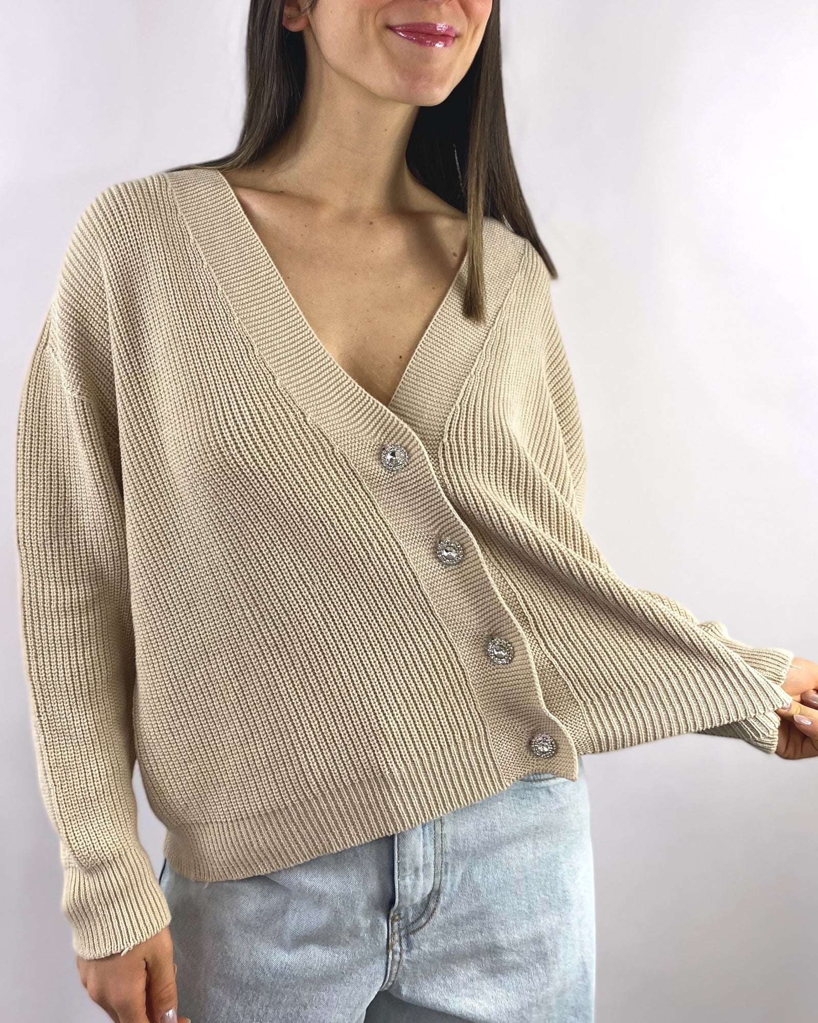 SUSY MIX CARDIGAN GIOIELLO VANIGLIA