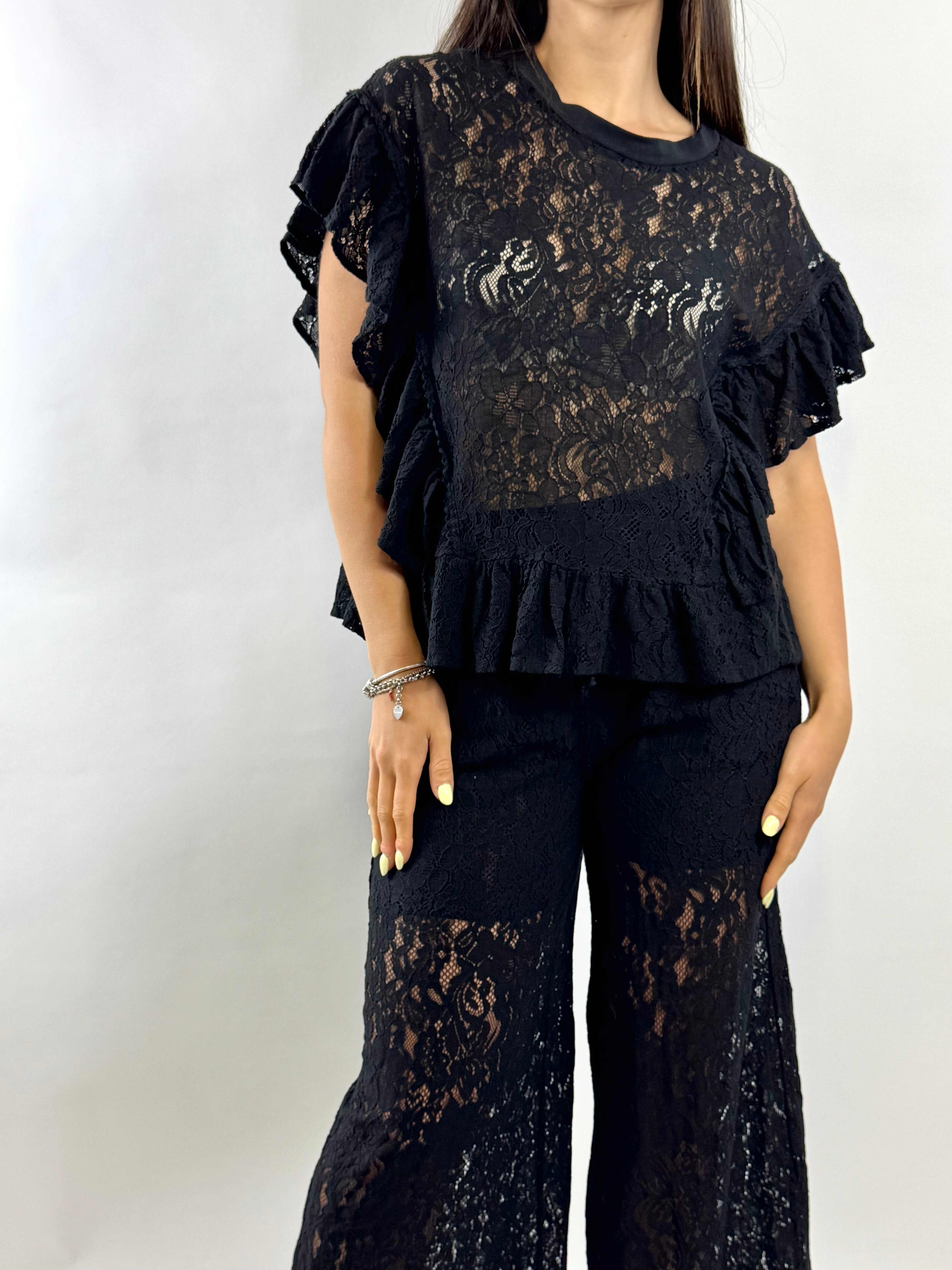 SUSY MIX BLUSA PIZZO NERO