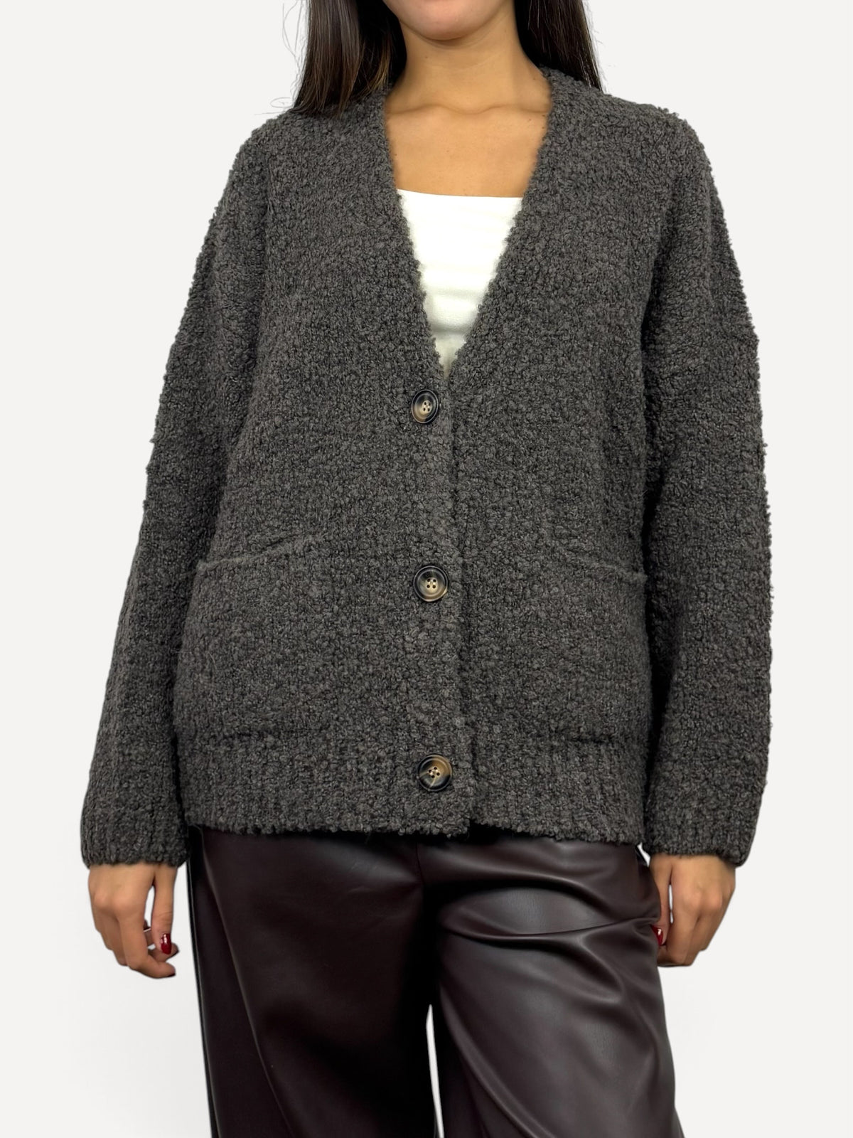 SUSY MIX CARDIGAN BOUCLÈ FANGO