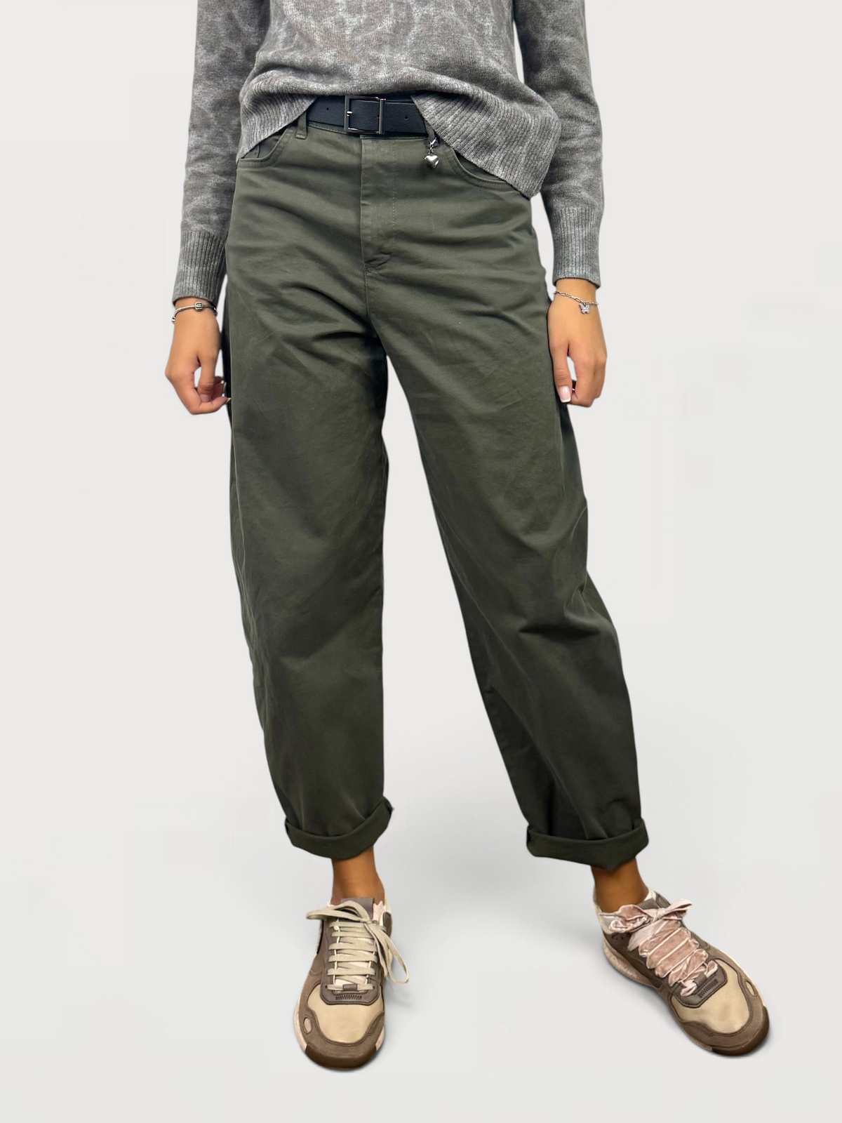 SUSY MIX PANTALONE CUORICINO CON CINTURA MILITARE