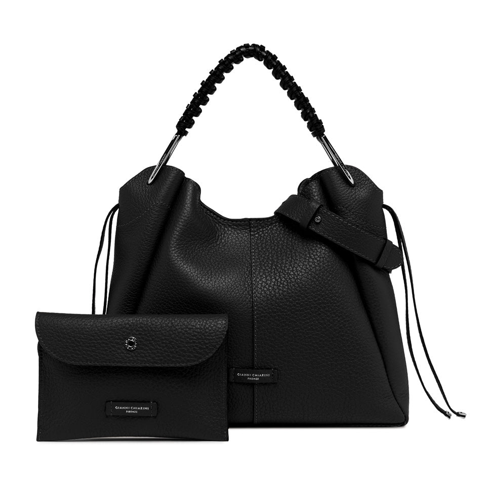 Gianni Chiarini Borsa a spalla in pelle double grana maxi nero