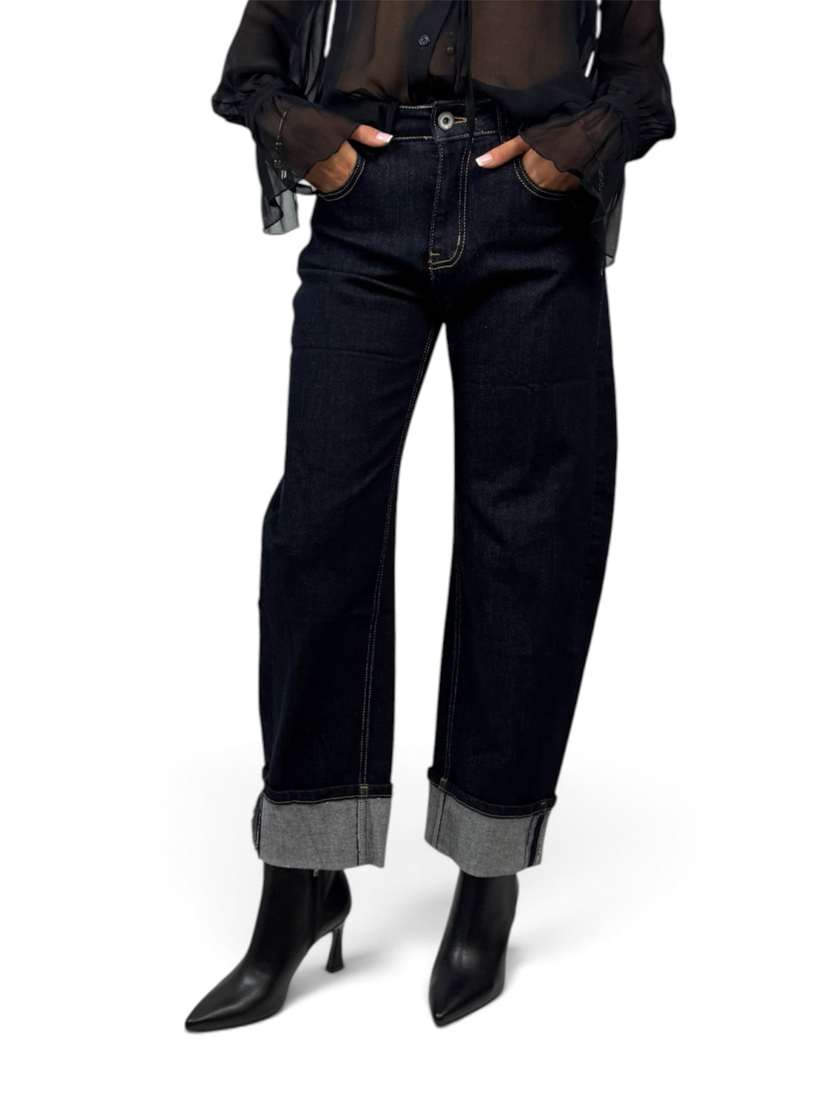 SUSY MIX JEANS CON RISVOLTO BLU