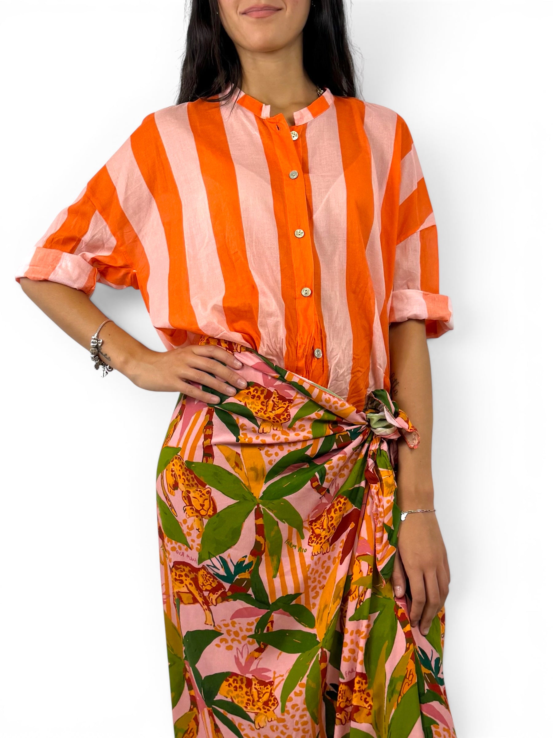 CECILE CAMICIA RIGHE ARANCIO