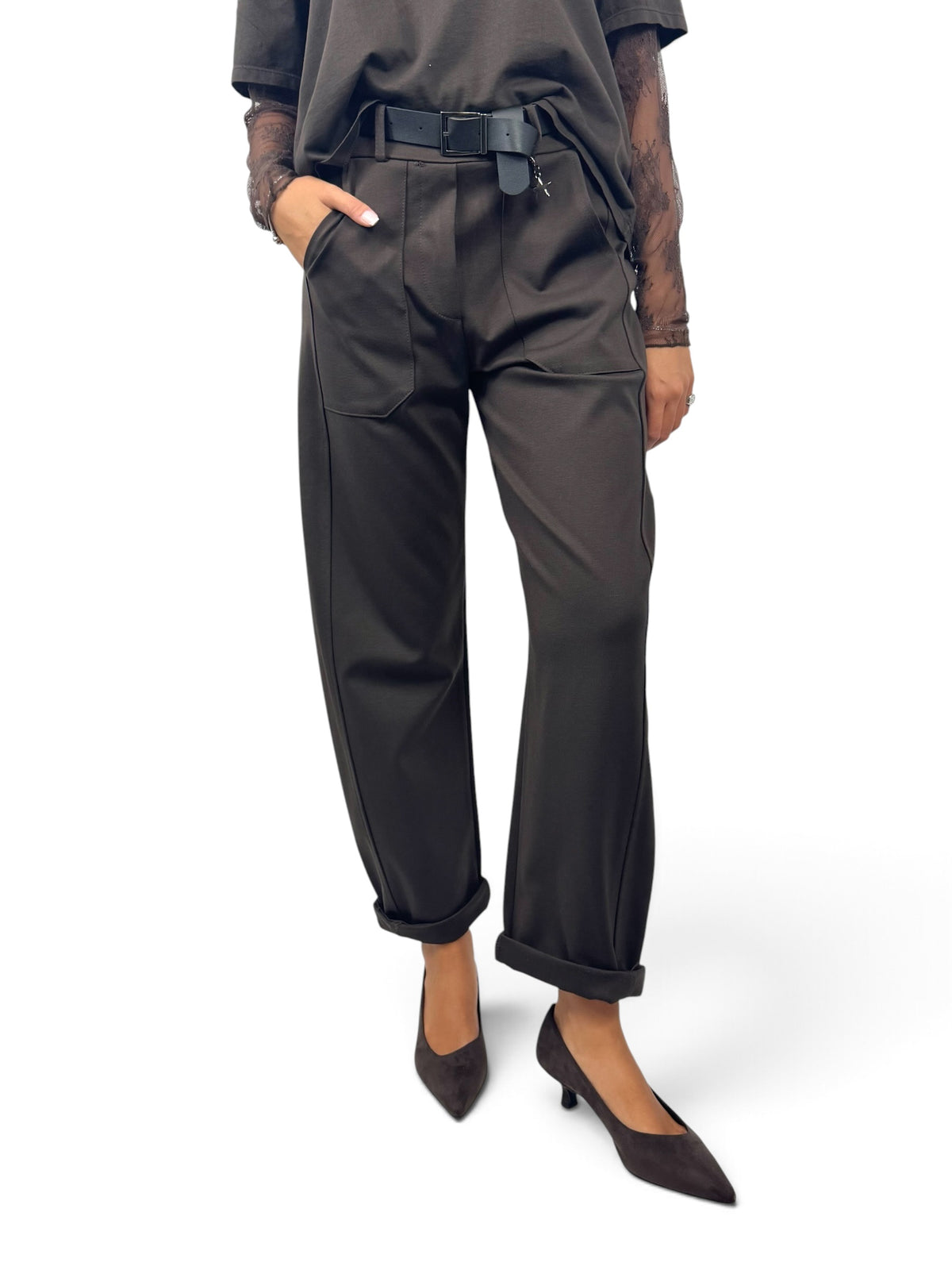 SUSY MIX PANTALONE MORO CON CINTURA