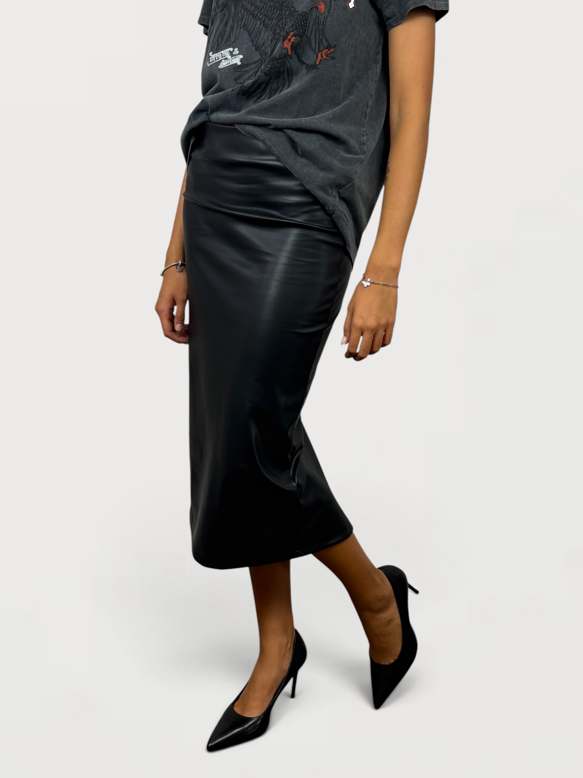 SUSY MIX GONNA IN ECOPELLE NERO