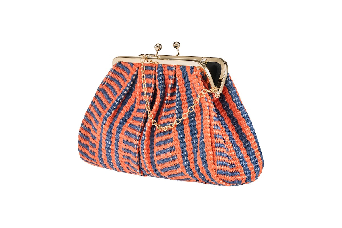 ANNA CECERE POCHETTE RIGHE ARANCIO