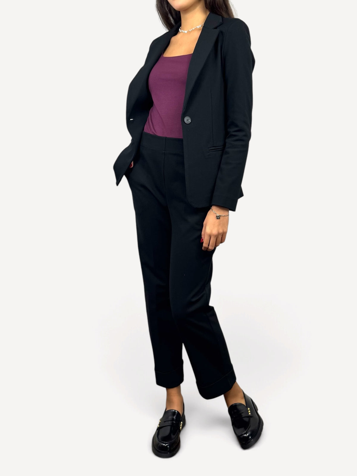SUSY MIX BLAZER TESSUTO PUNTO MILANO NERO