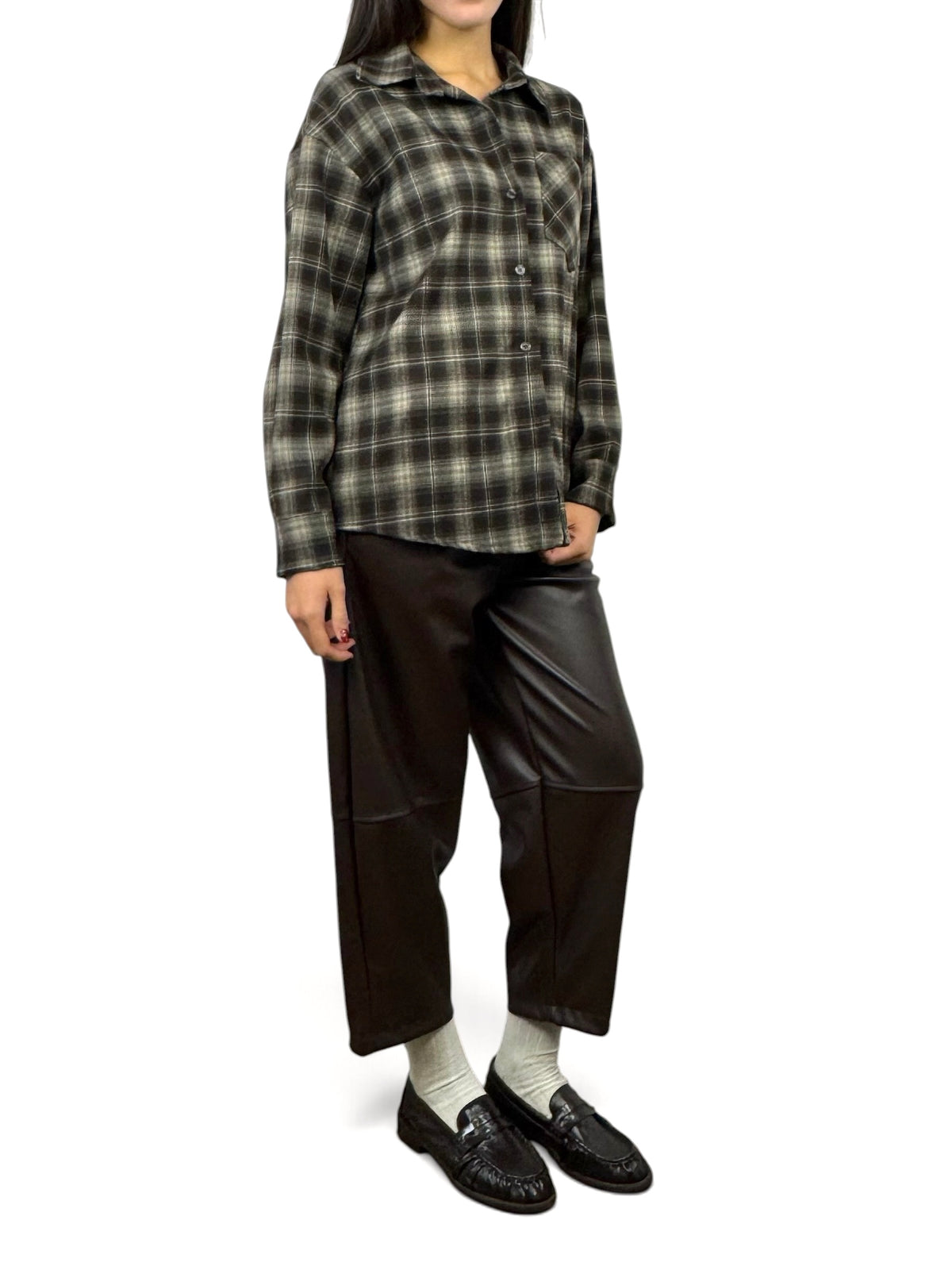 CECILE CAMICIA IN CHECK MARRONE