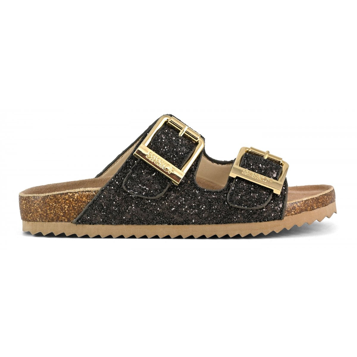 Colors Of California ciabatta donna in glitter nero con due fasce