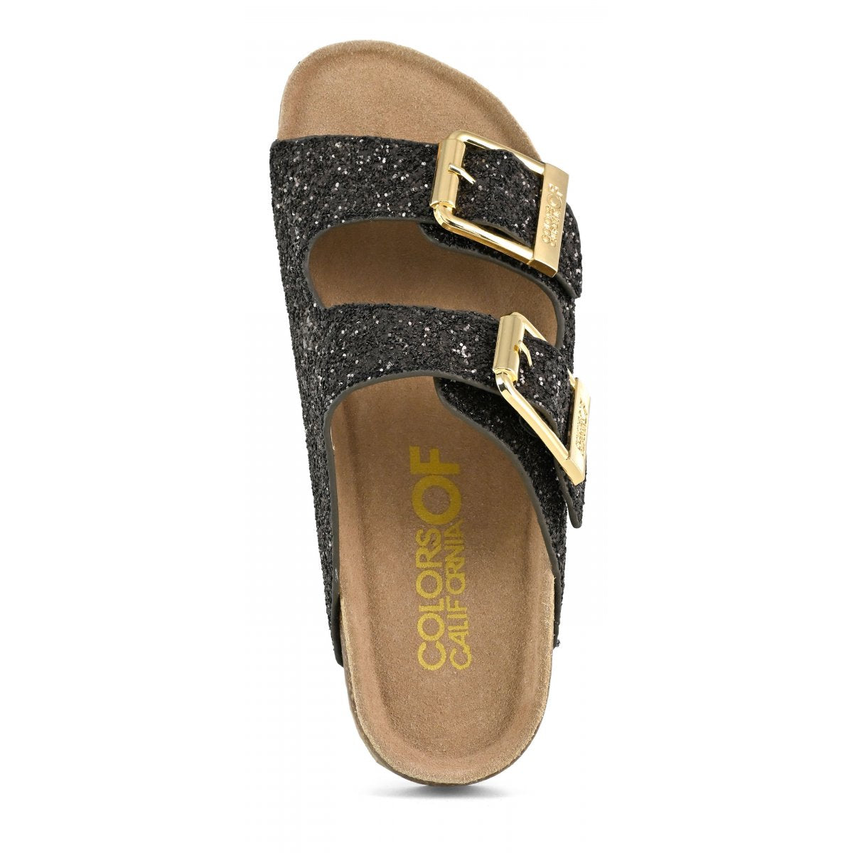 Colors Of California ciabatta donna in glitter nero con due fasce