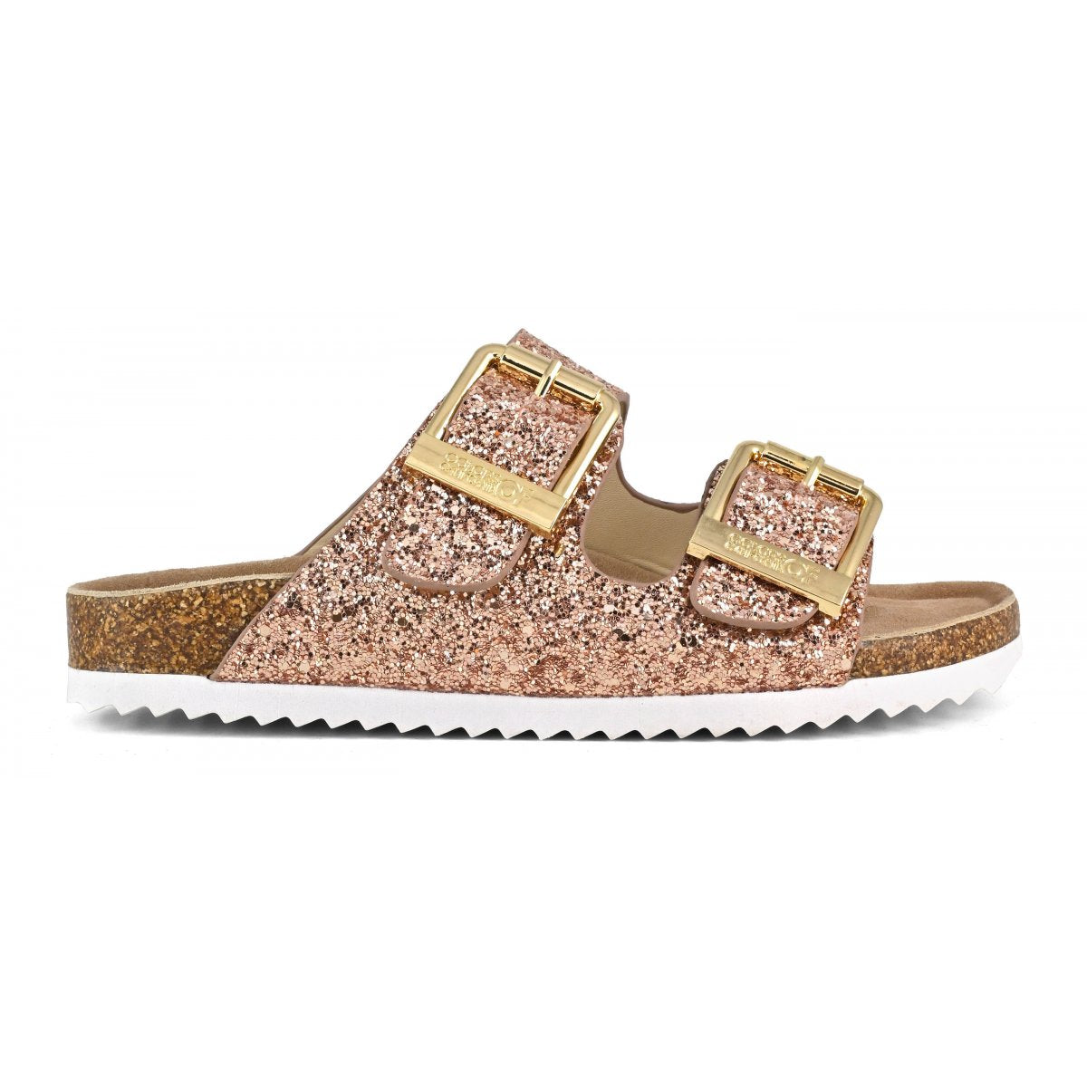 Colors Of California ciabatta donna in glitter pink gold con due fasce