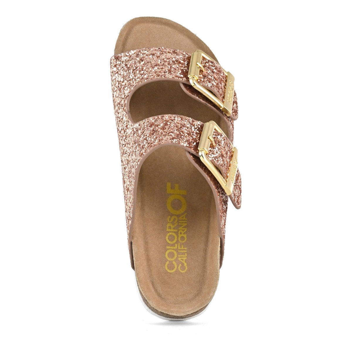 Colors Of California ciabatta donna in glitter pink gold con due fasce