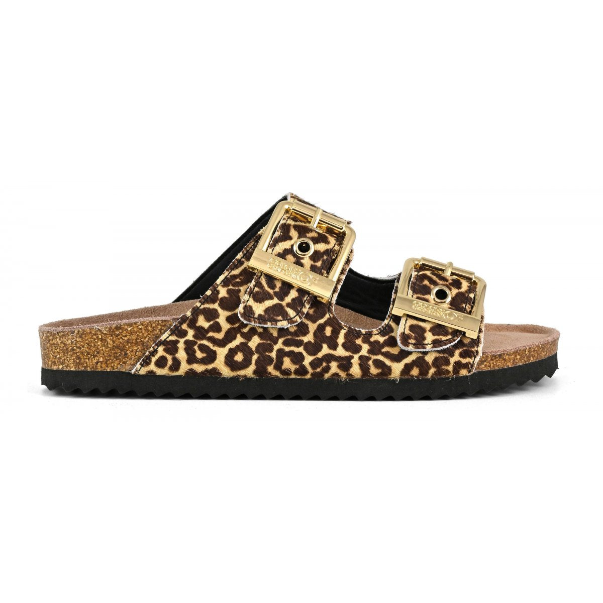 Colors Of California ciabatta donna in cavallino leopardato con due fasce